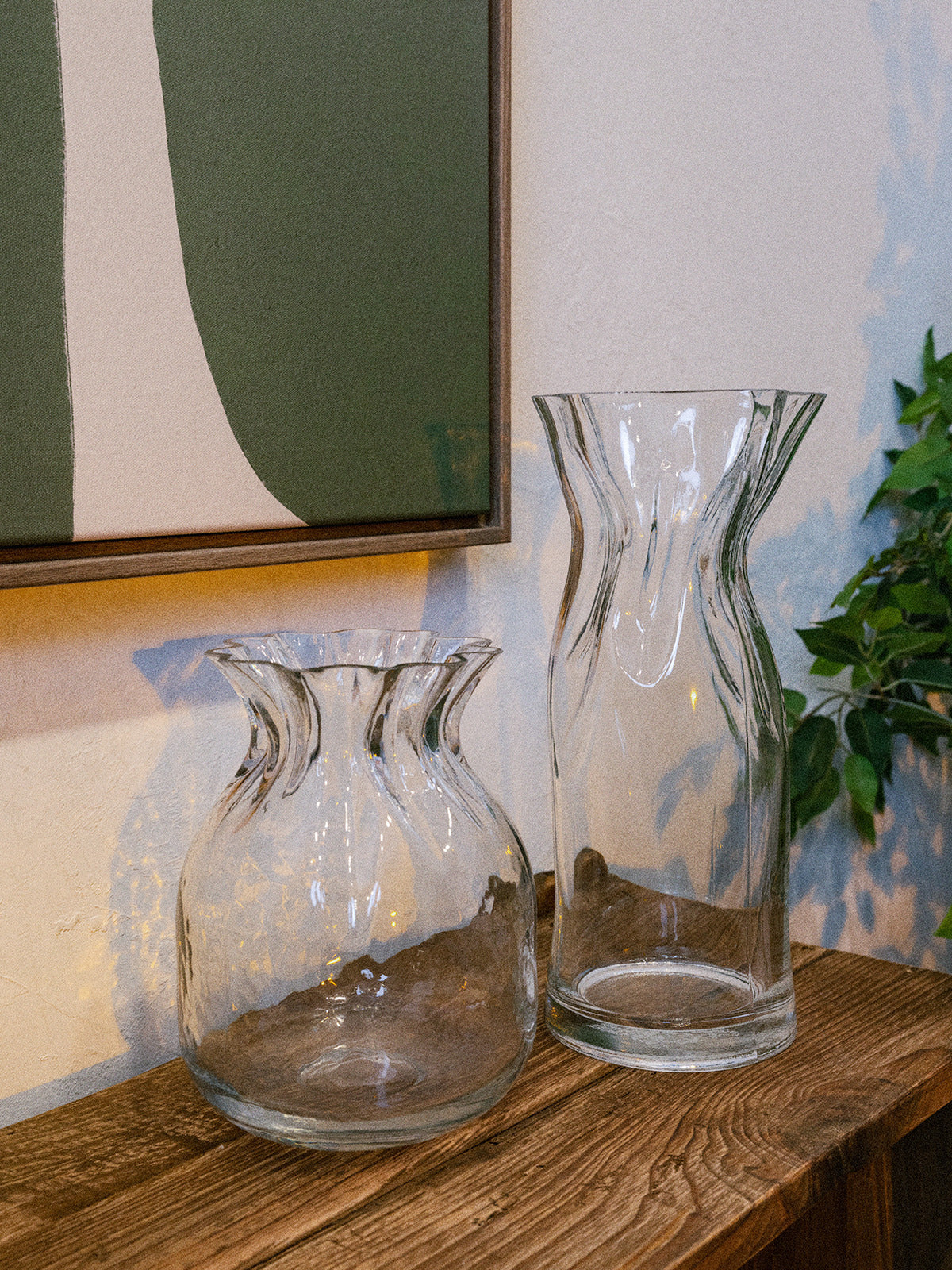 Small curvy glass vase