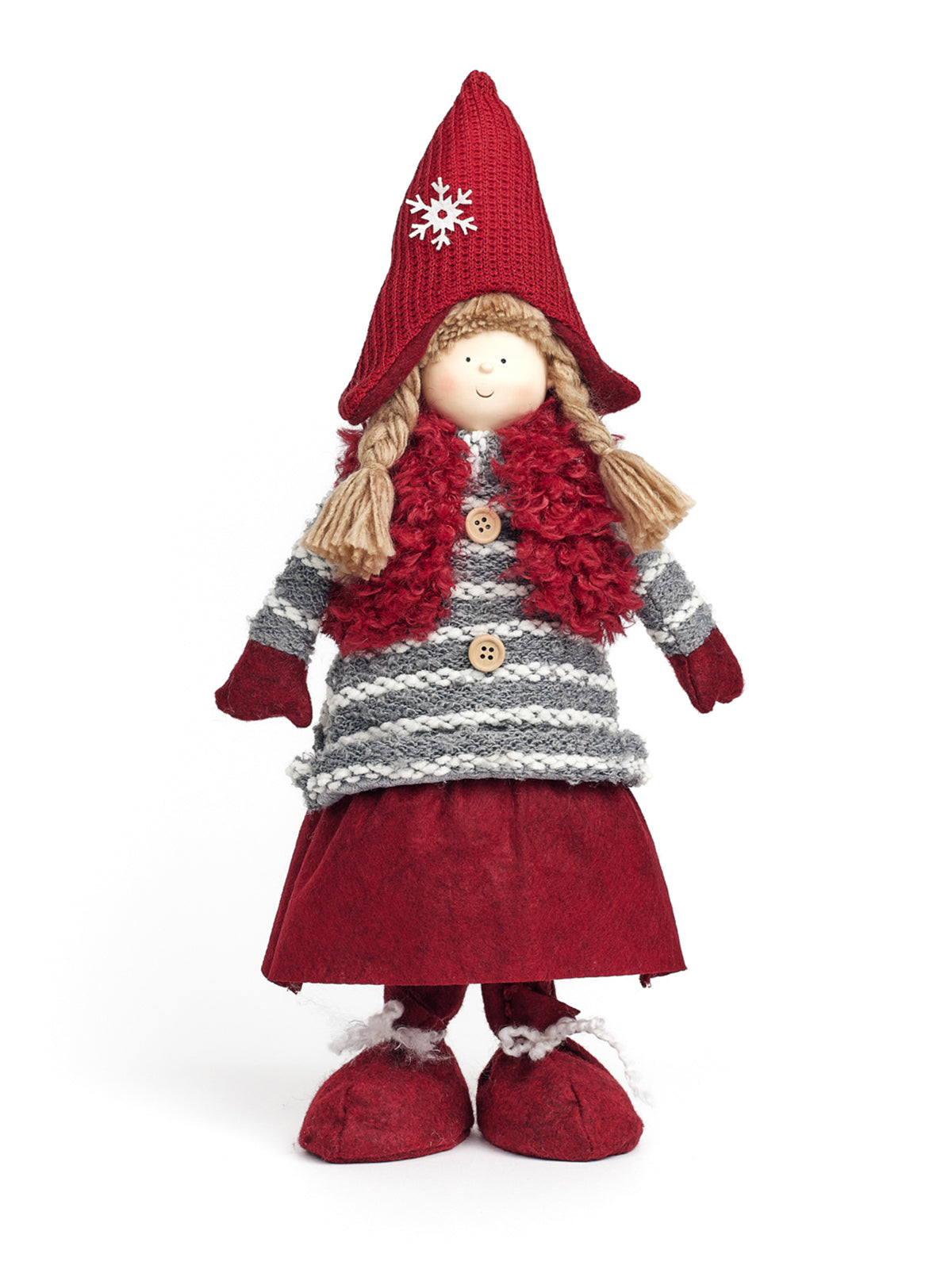 Petite fille festive debout en veste Sherpa