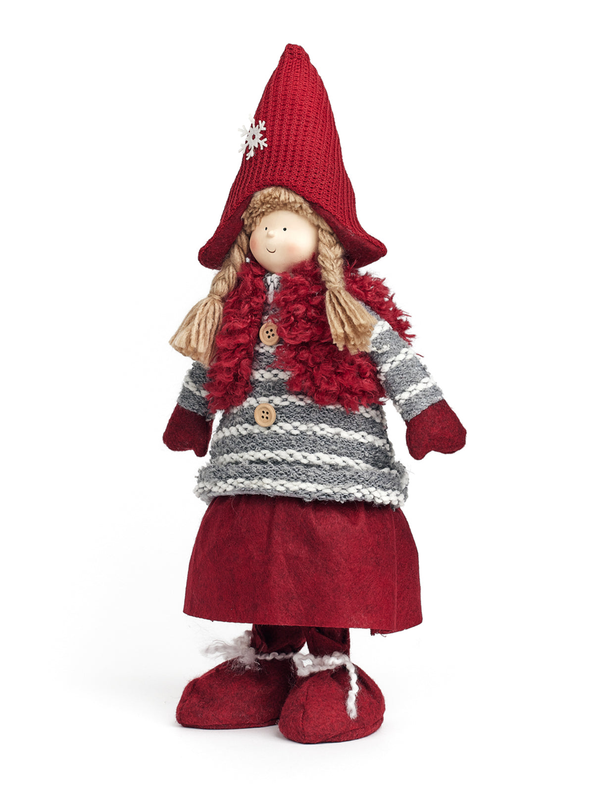 Petite fille festive debout en veste Sherpa