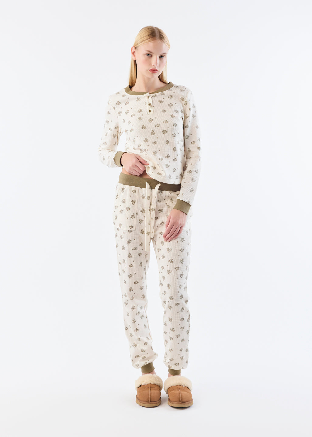 Printed waffle pyjama pants