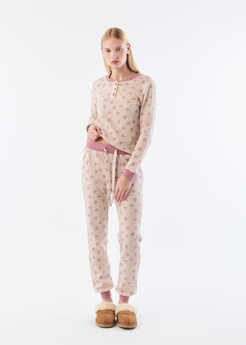 Printed waffle pyjama pants