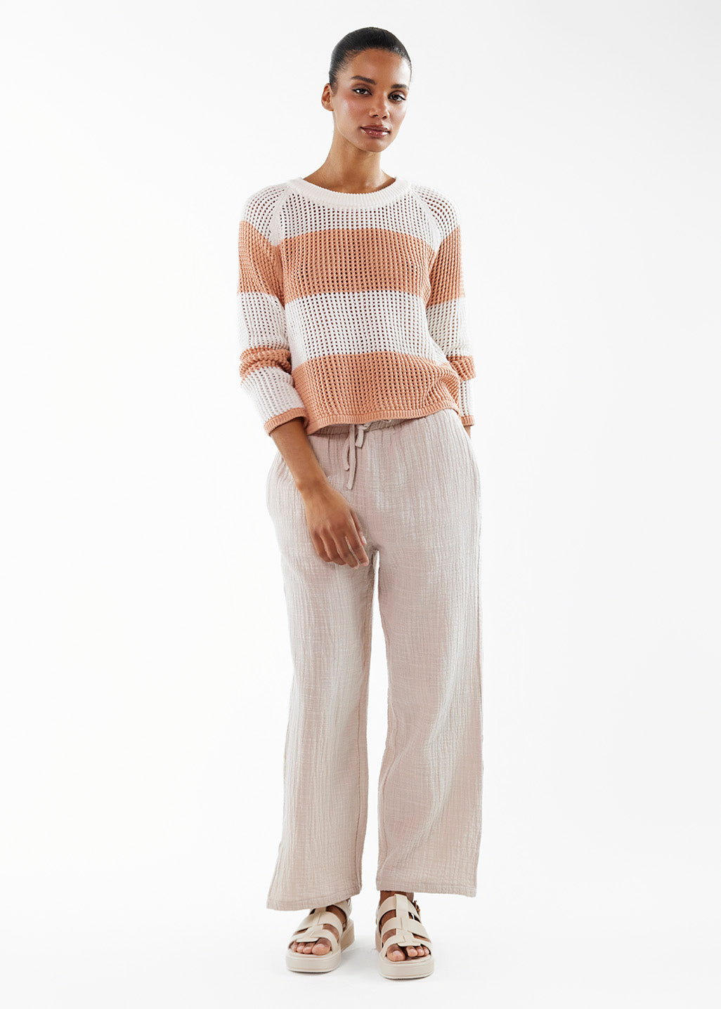 Color block stripe pullover