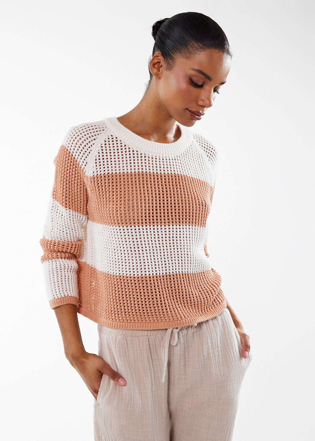Color block stripe pullover