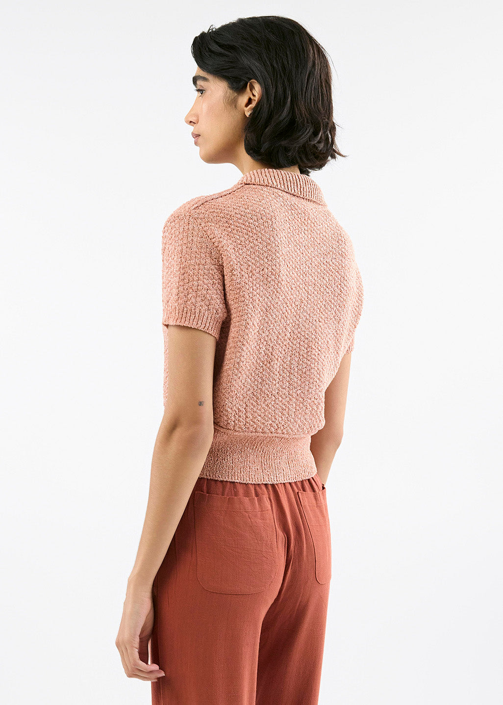Cardigan manches courtes en maille perlée