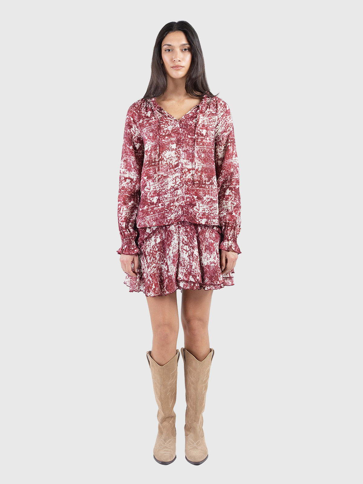 Printed peasant blouse