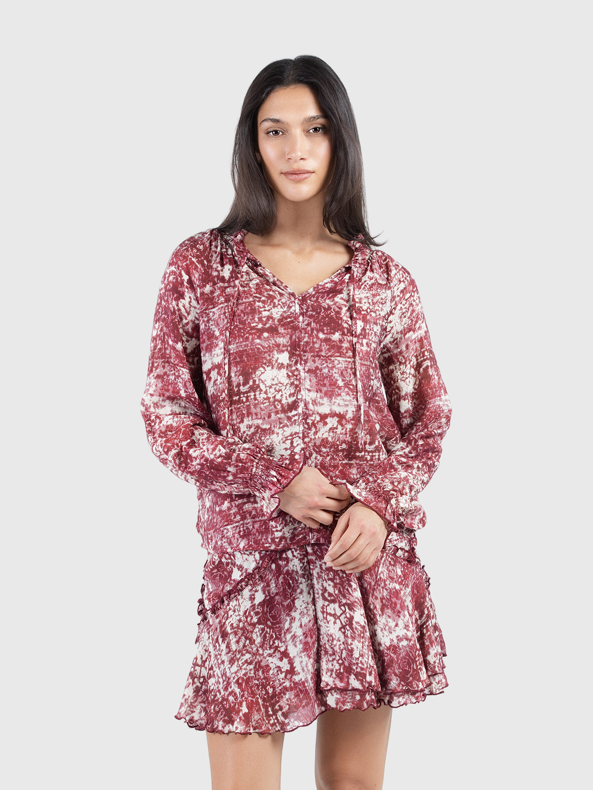 Printed peasant blouse