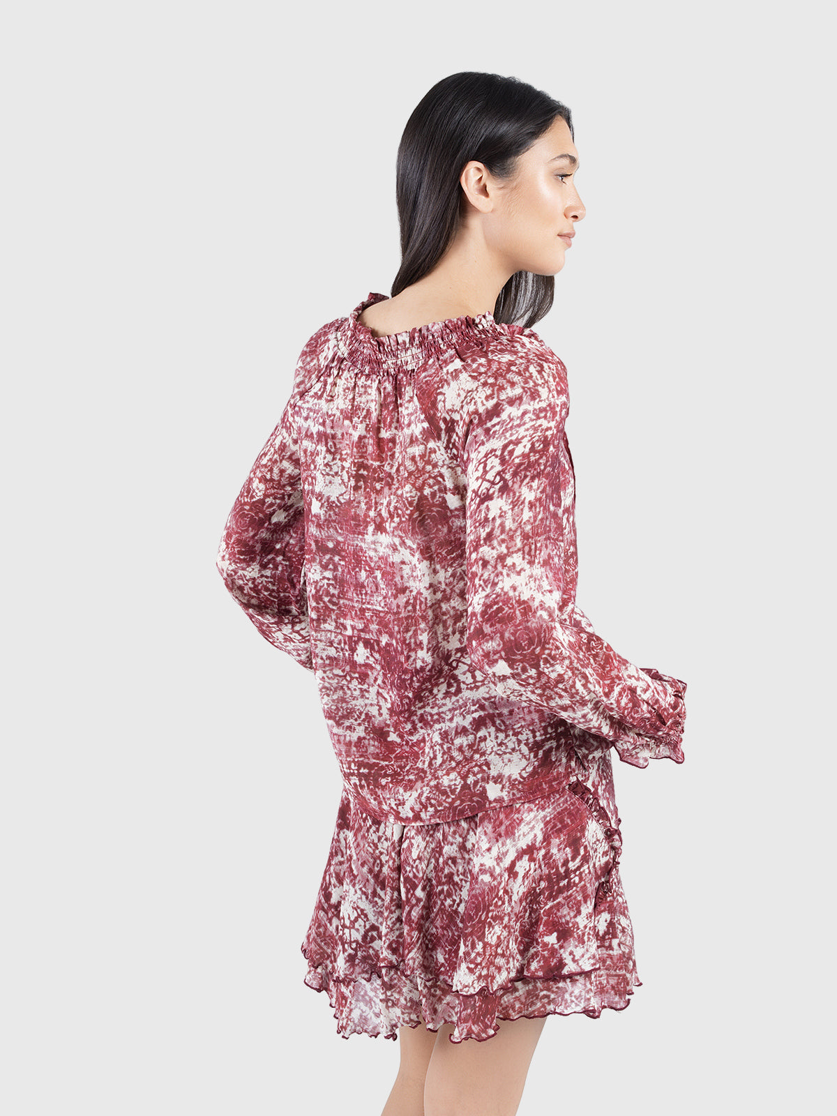 Printed peasant blouse