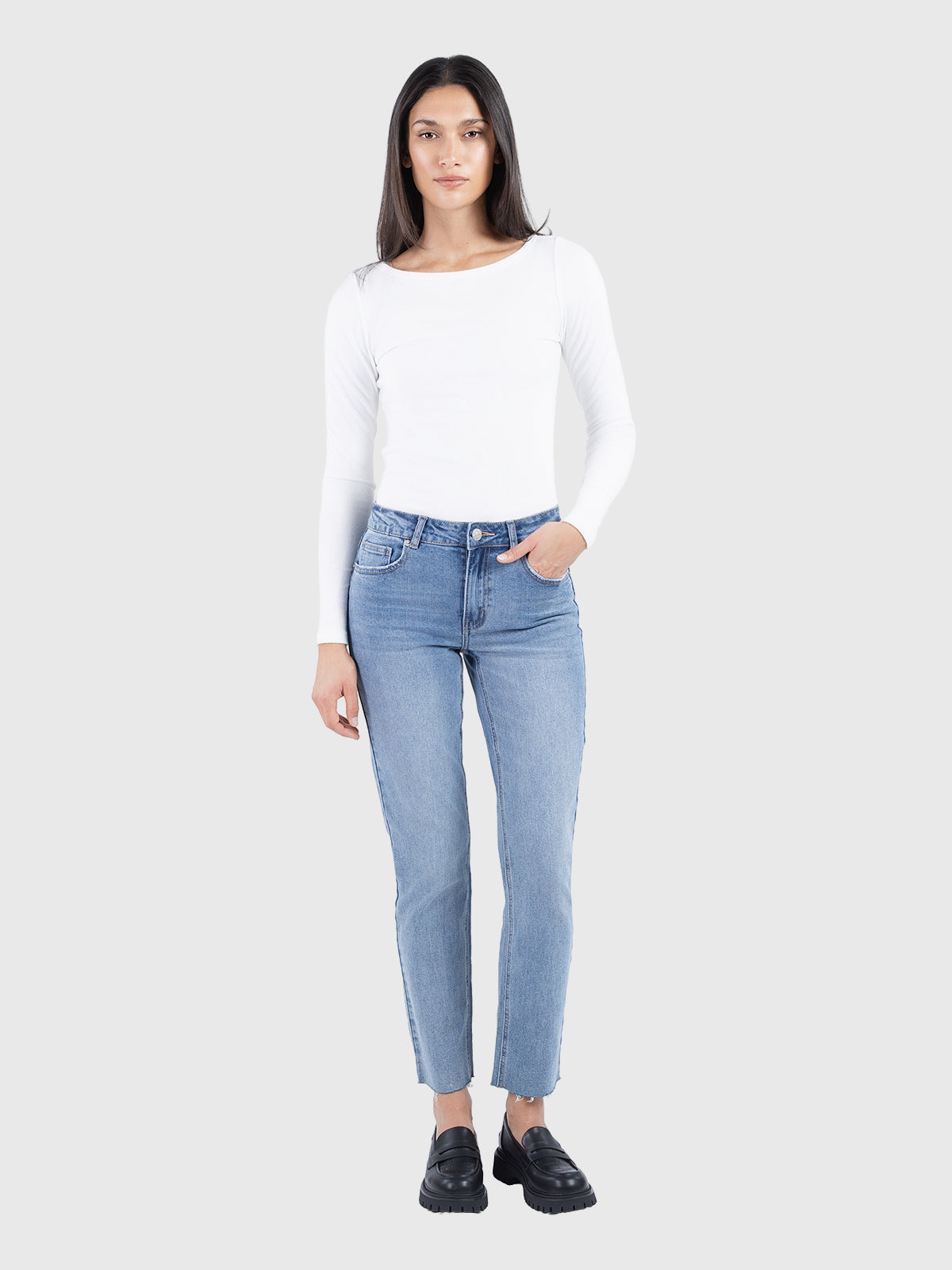Straight ankle denim pant