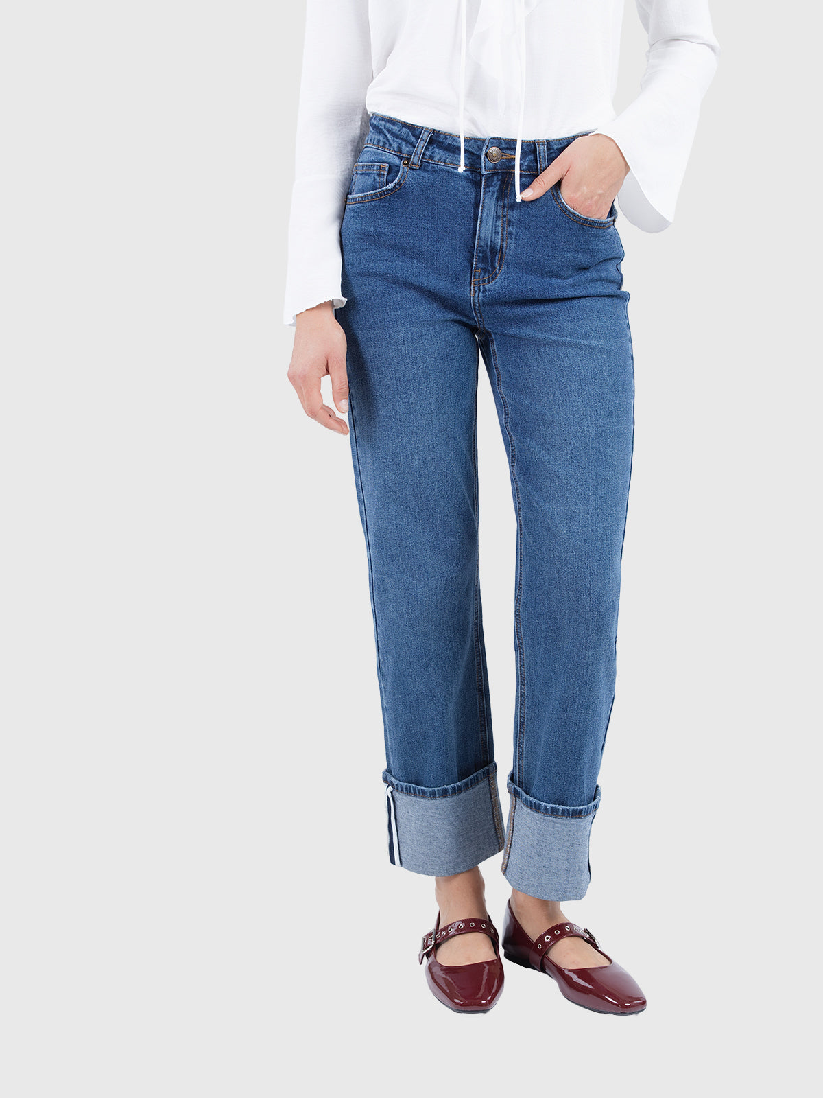 Straight wide cuff denim