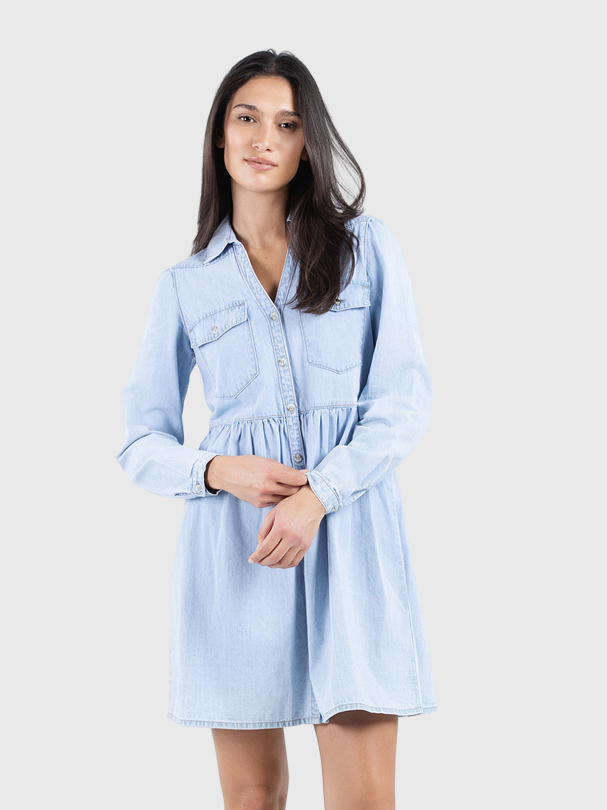Flare short denim dress