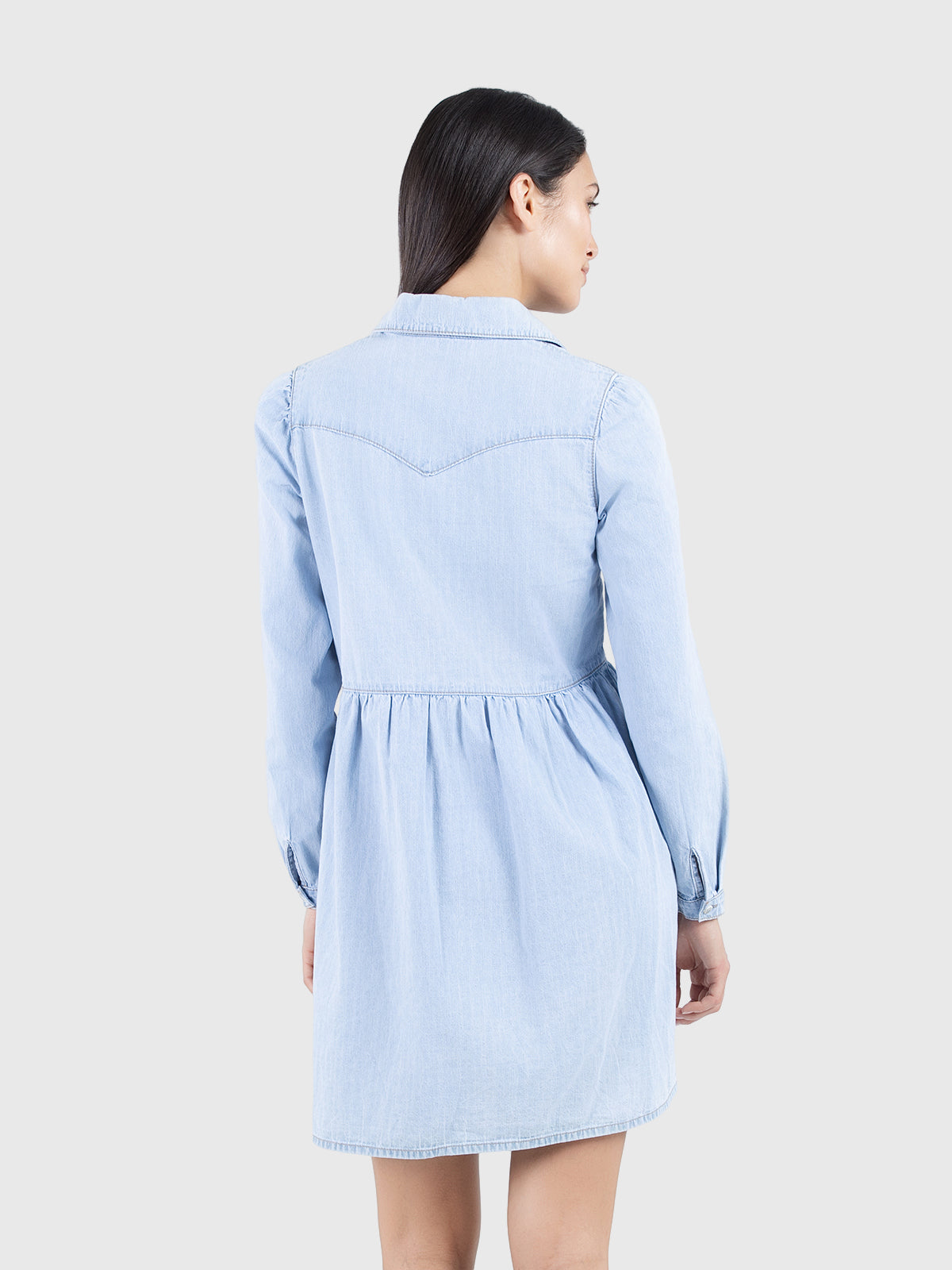 Flare short denim dress