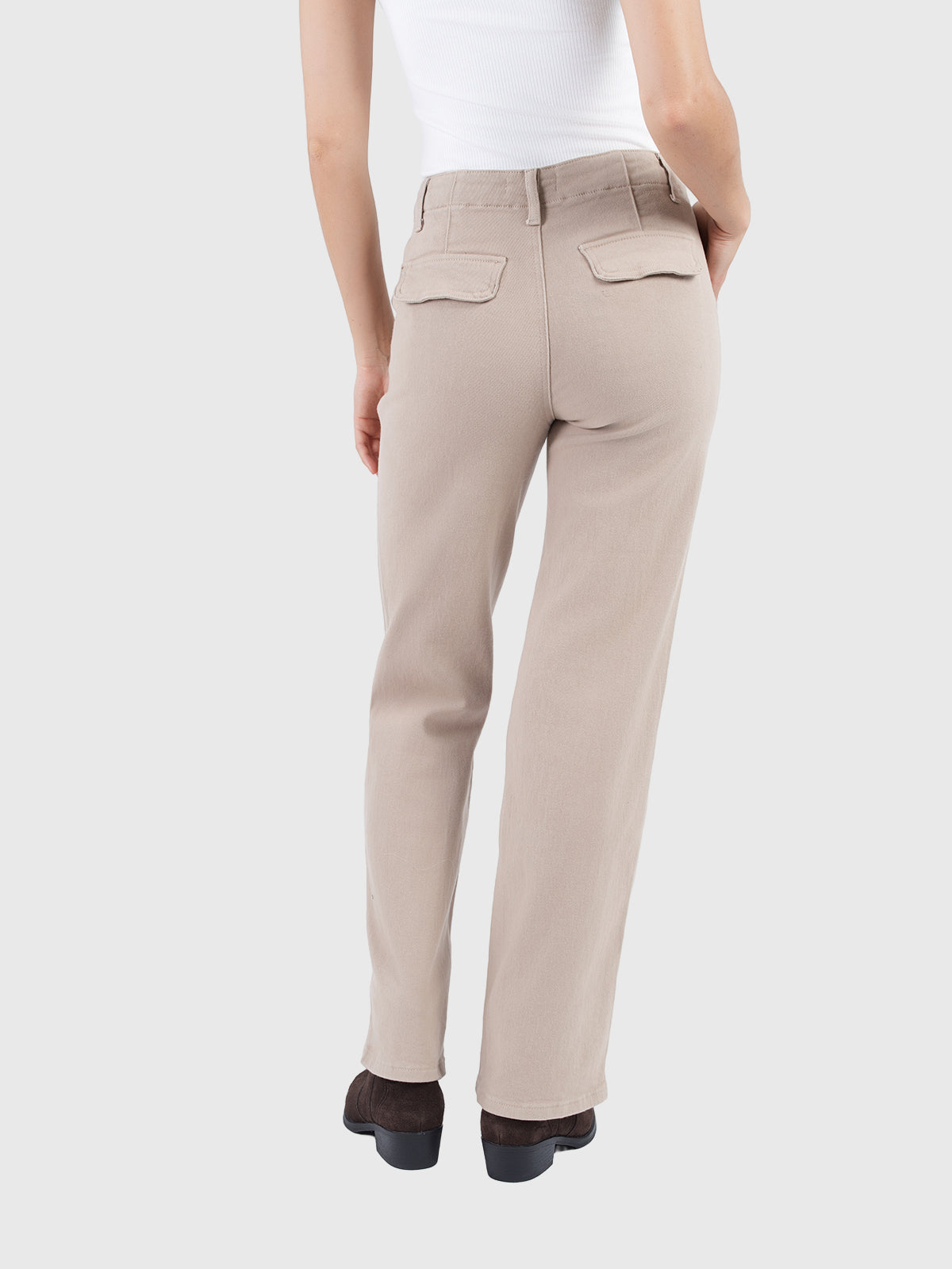 Wide leg cotton twill pant