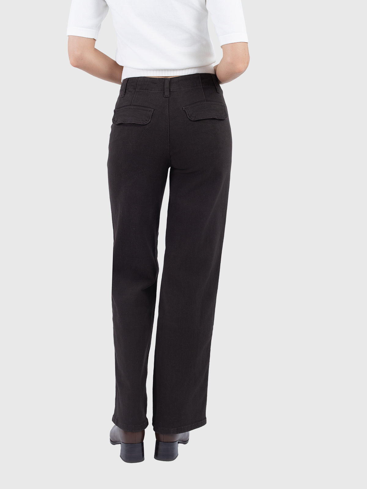Wide leg cotton twill pant