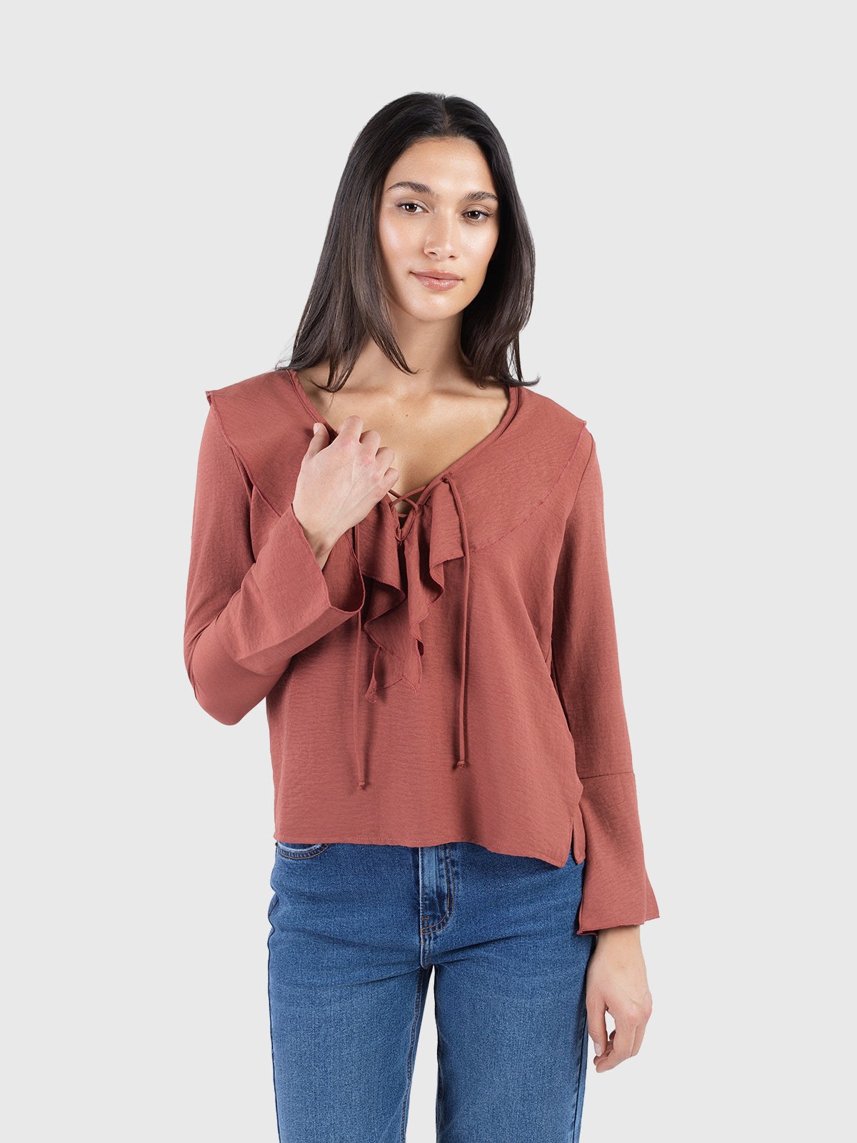 Ruffled collar blouse