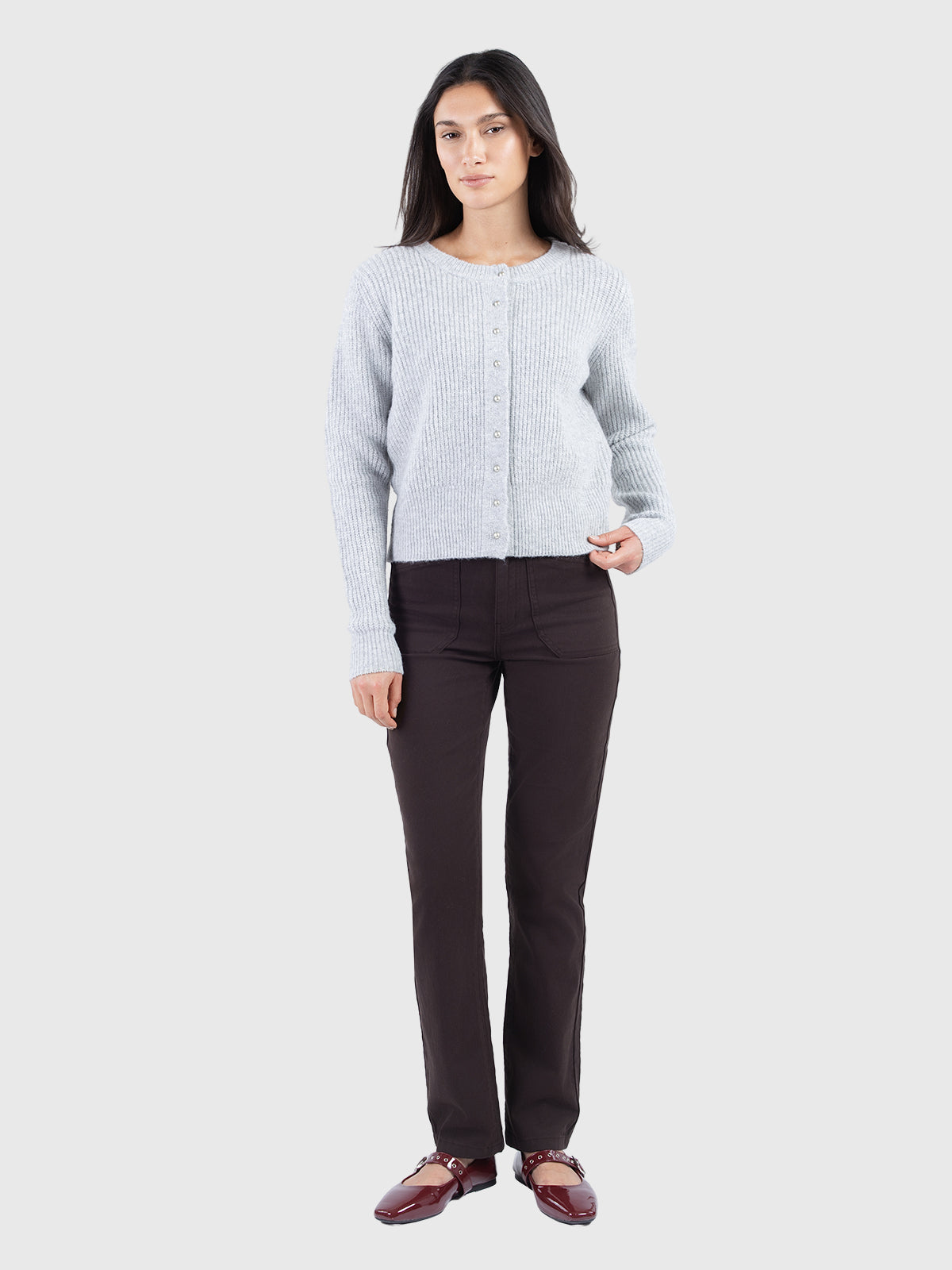 Basic pearl button cardigan