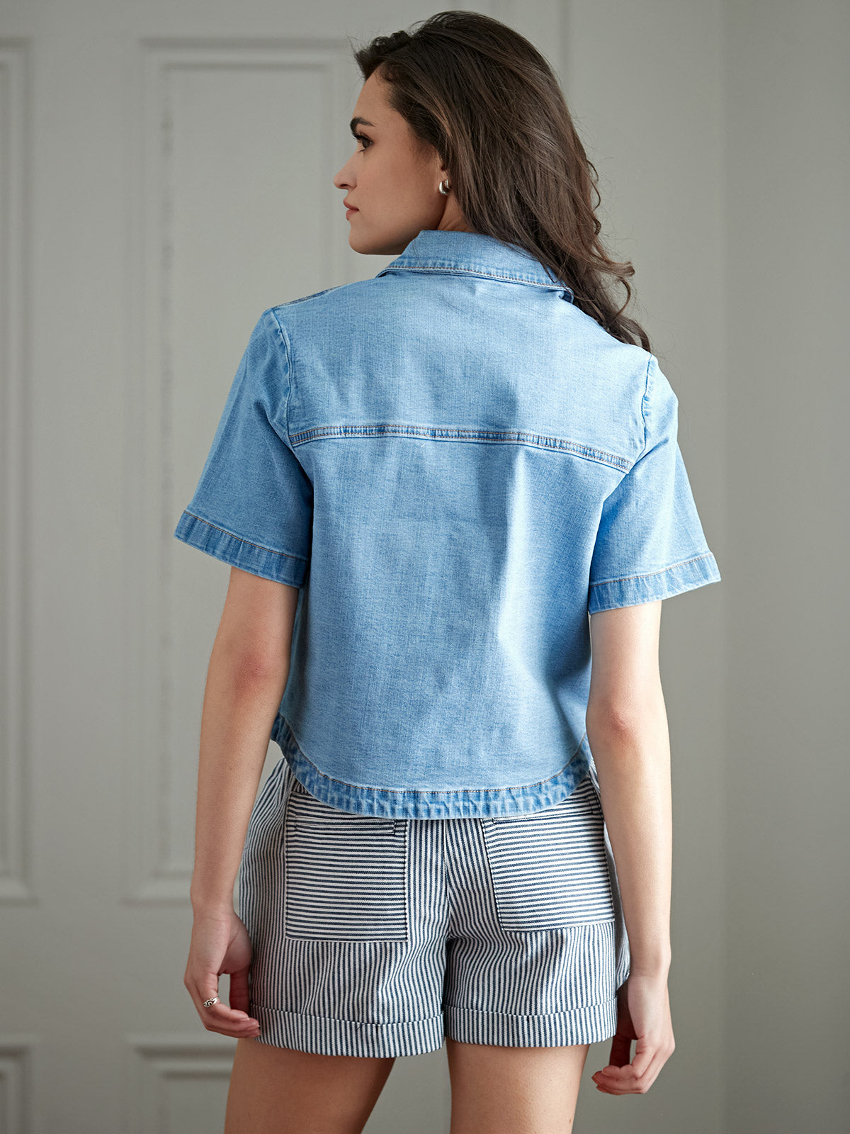 Blouse boxy en denim