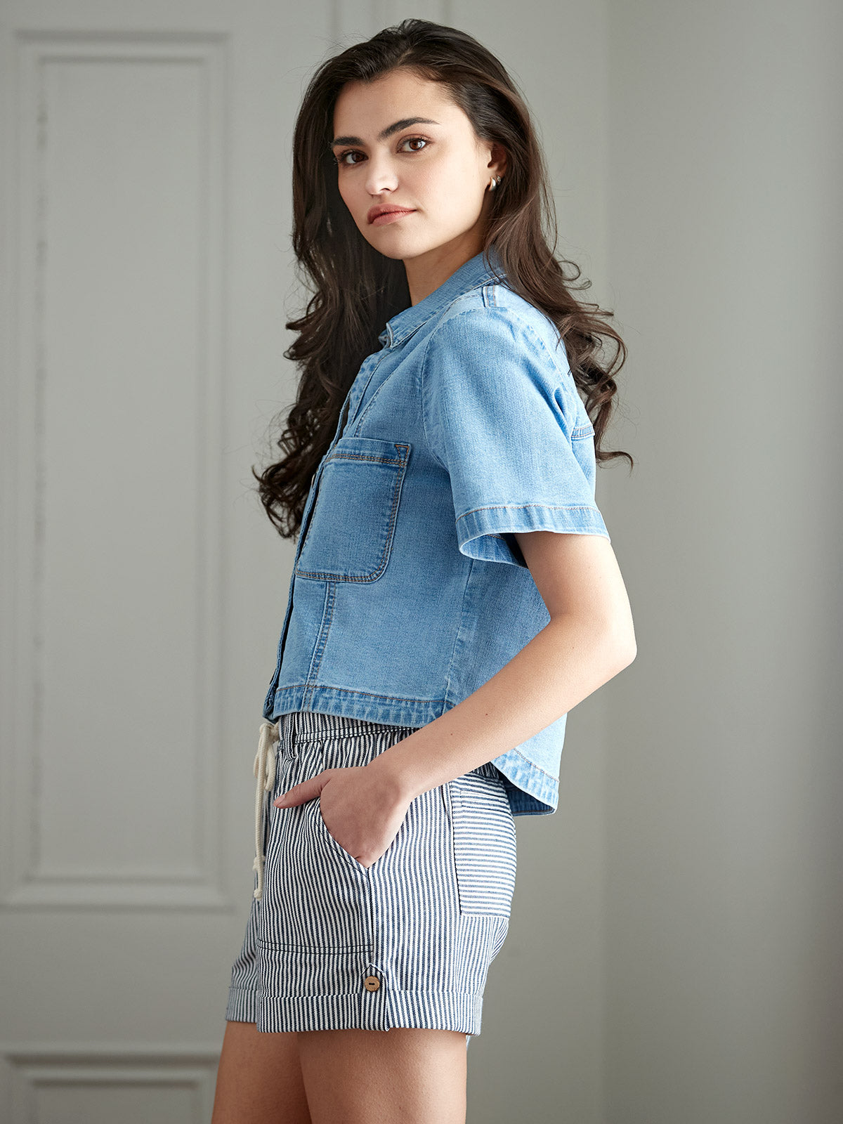 Blouse boxy en denim