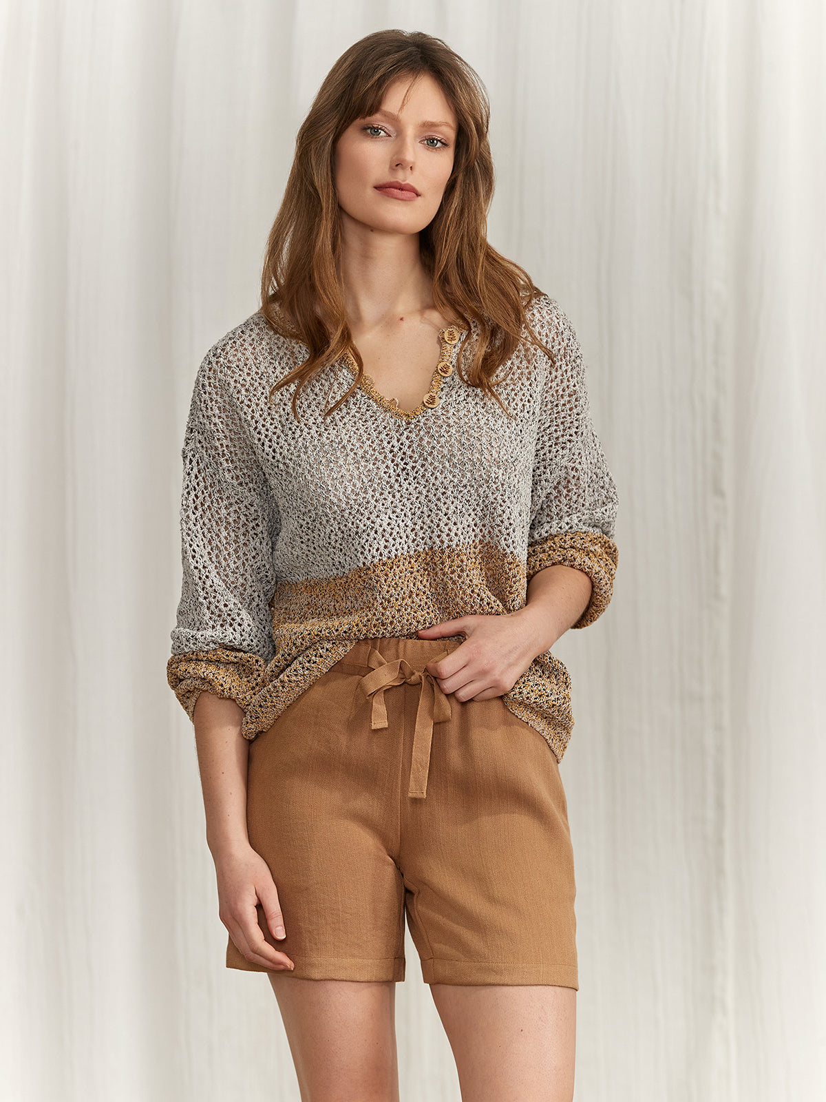 Pull relaxe à maille filet
