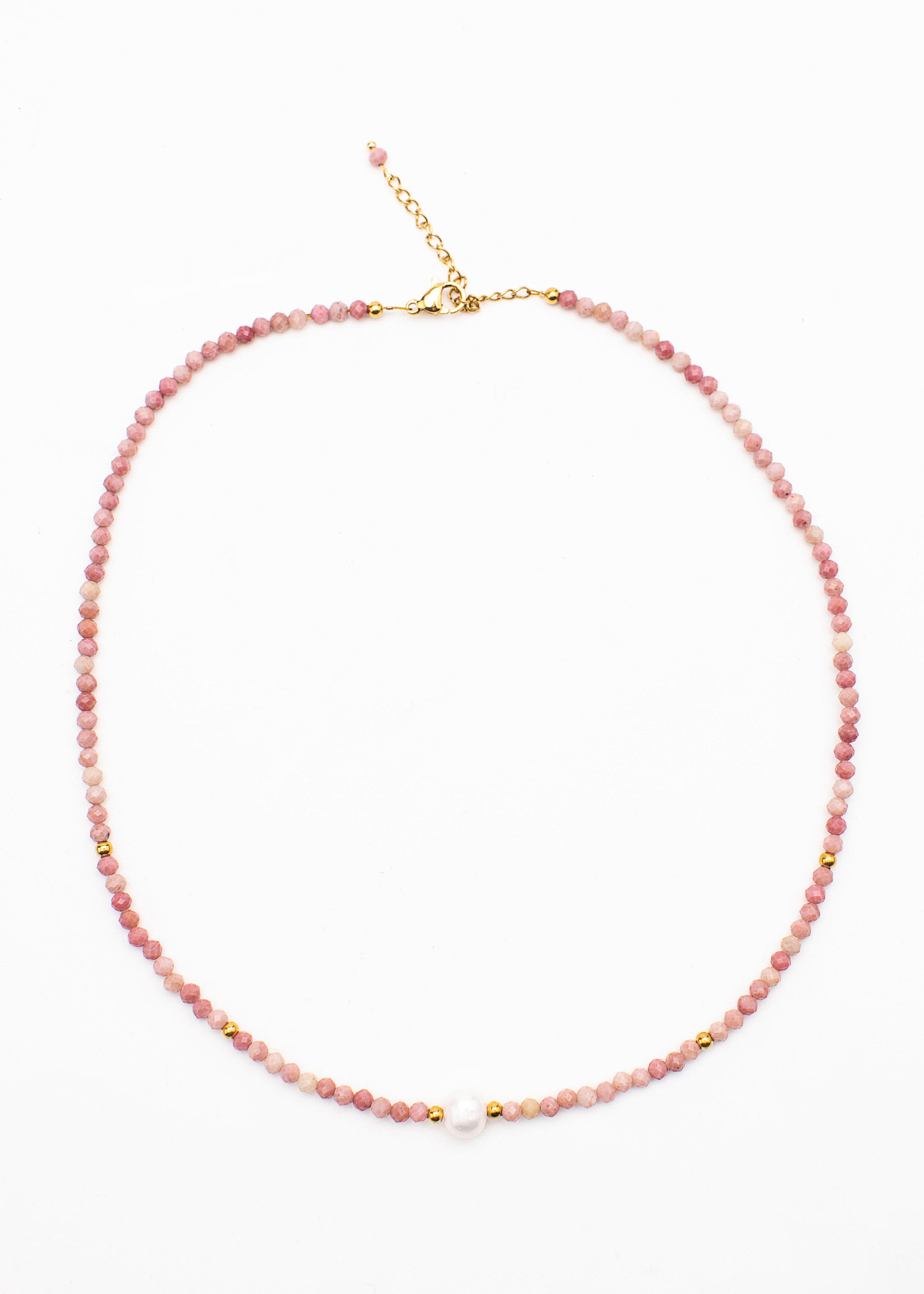 Pink gem necklace with pearl