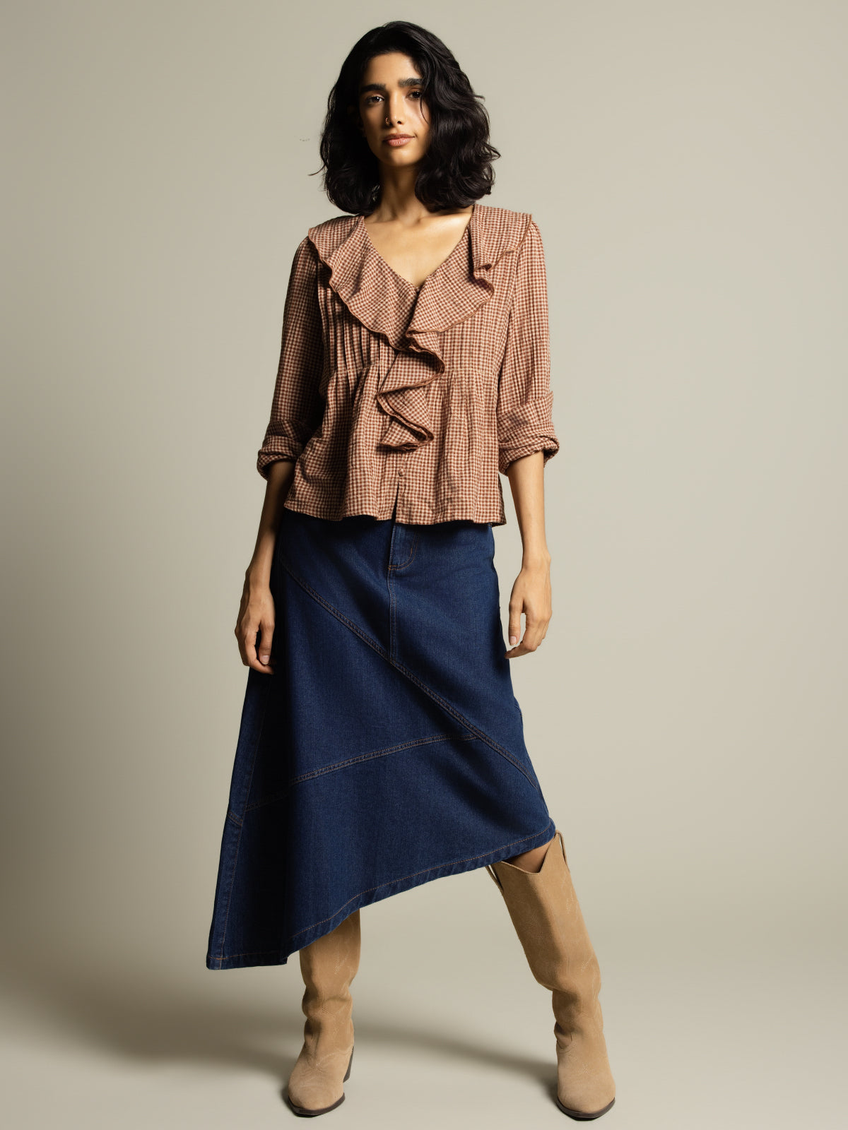 Blouse vichy à volants