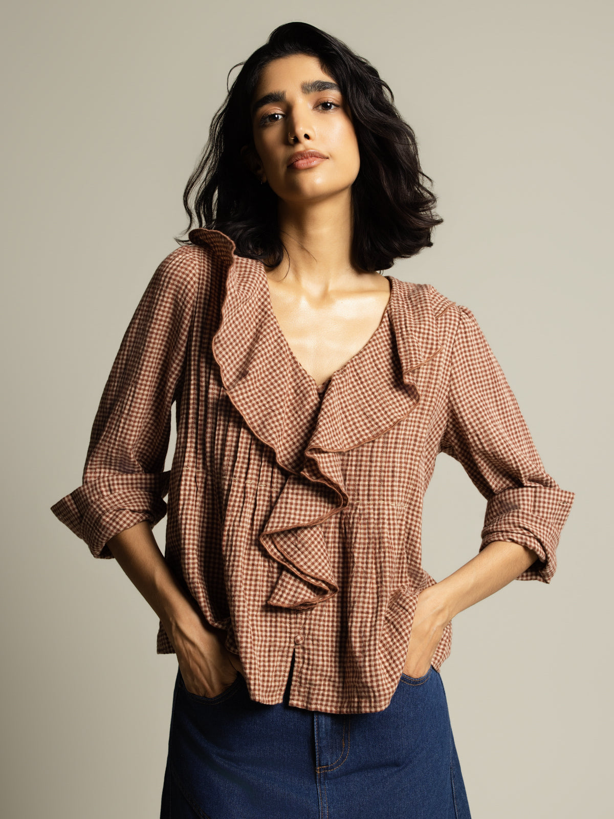 Blouse vichy à volants