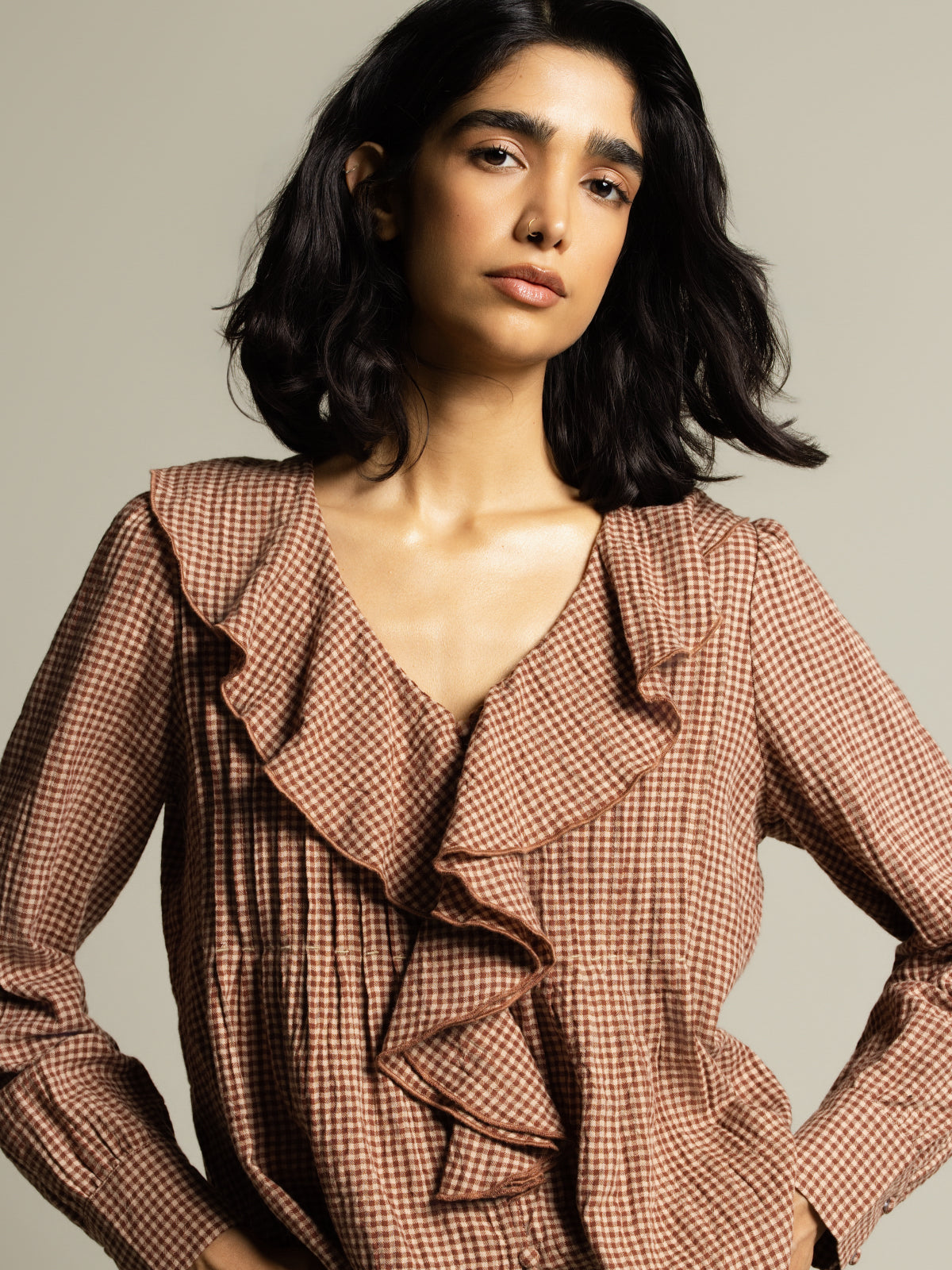 Blouse vichy à volants