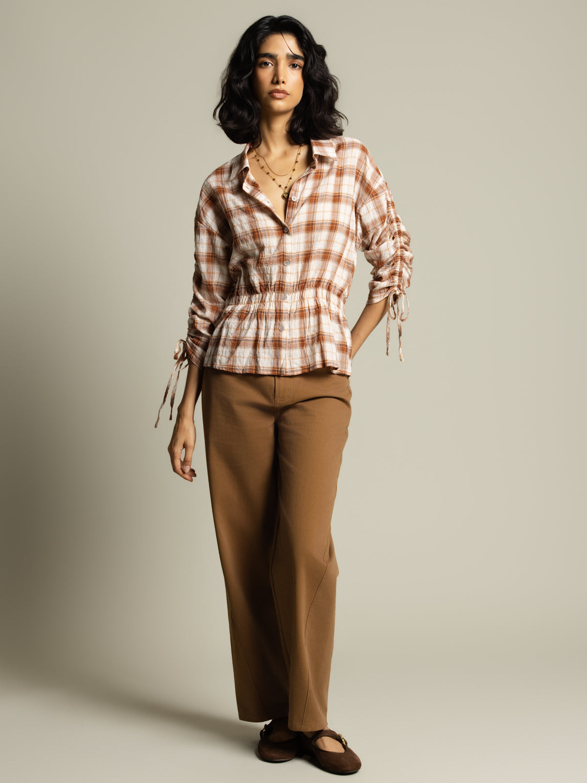 Chemise blouson à carreaux