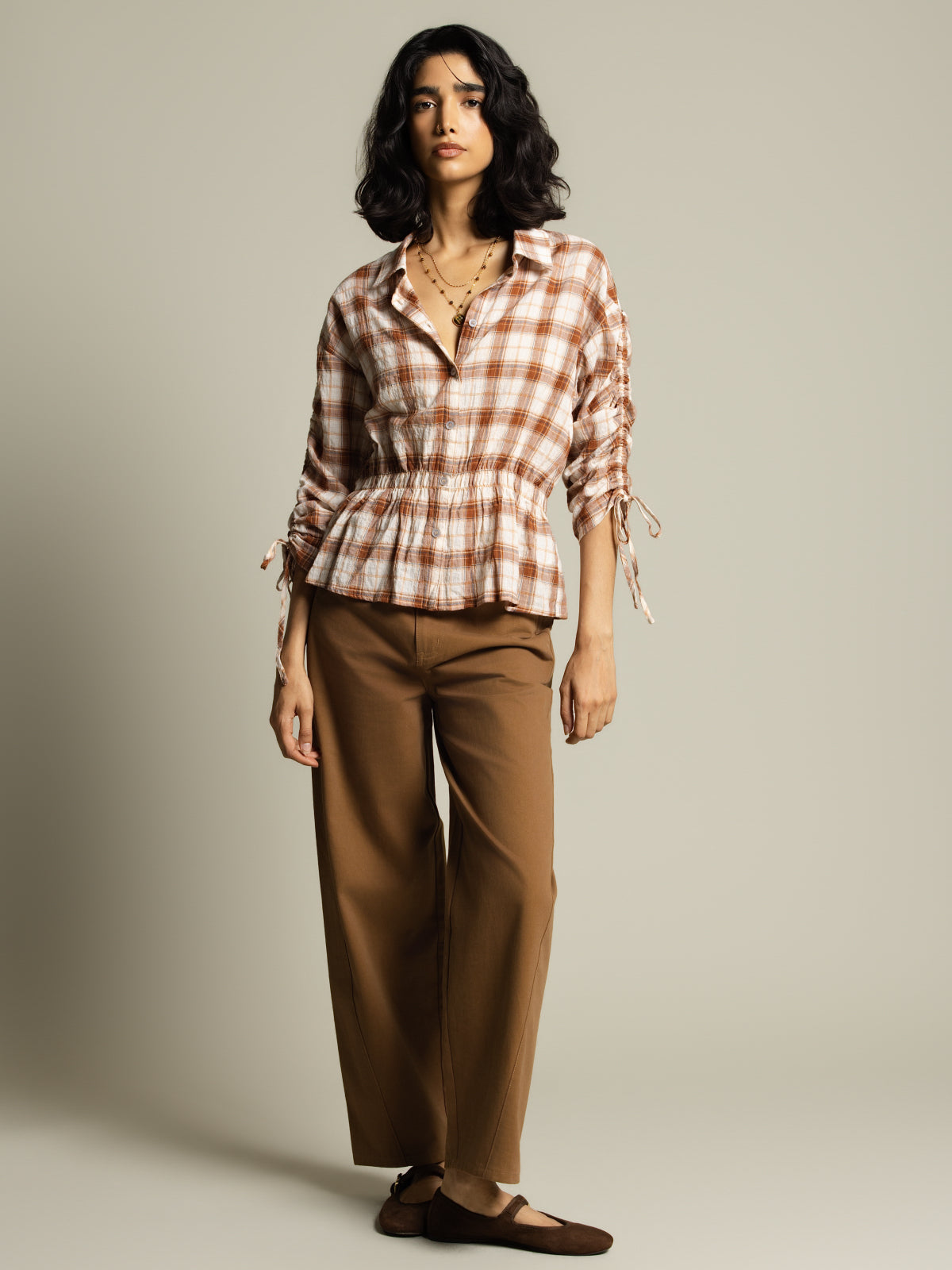 Chemise blouson à carreaux