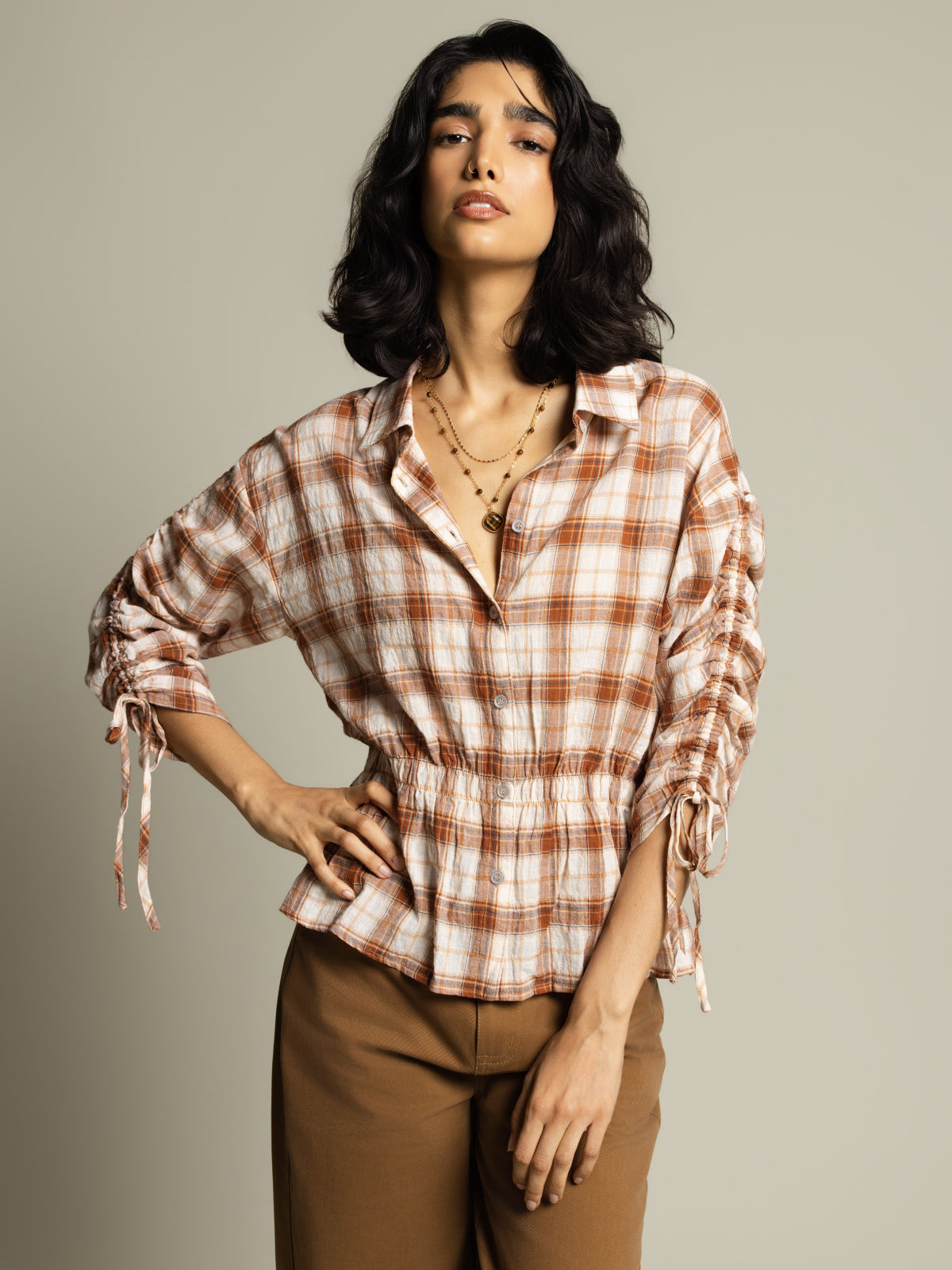 Chemise blouson à carreaux