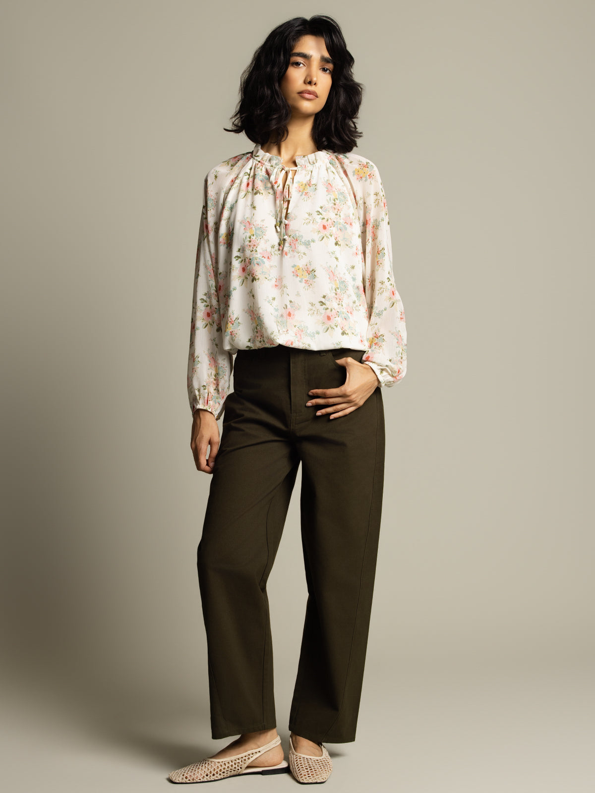 Blouse paysanne imprimée