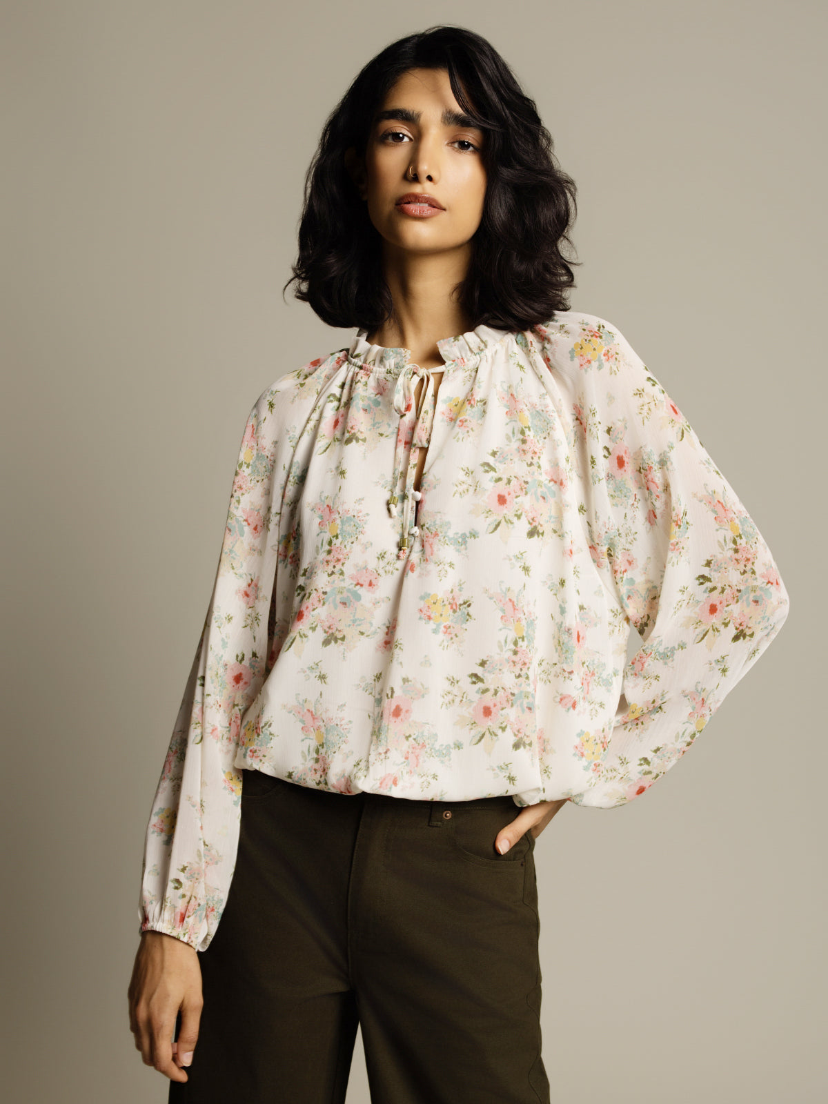 Blouse paysanne imprimée