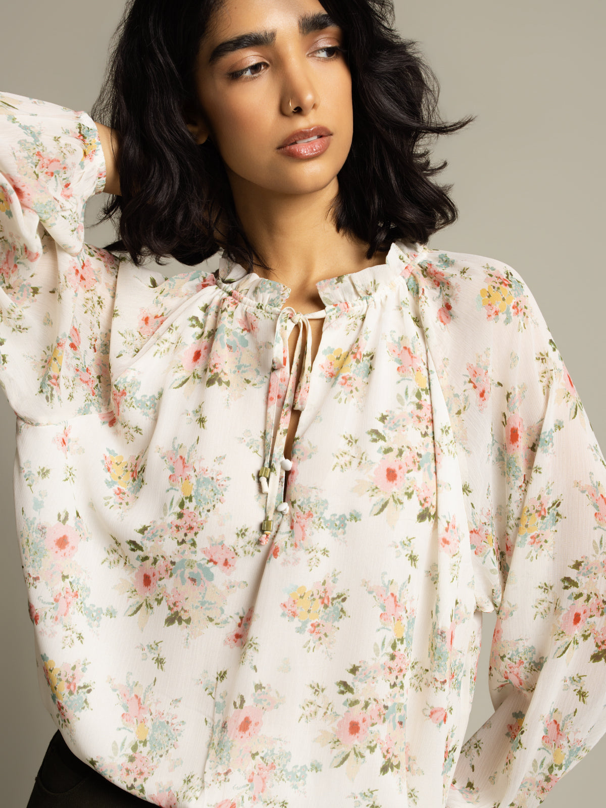 Blouse paysanne imprimée