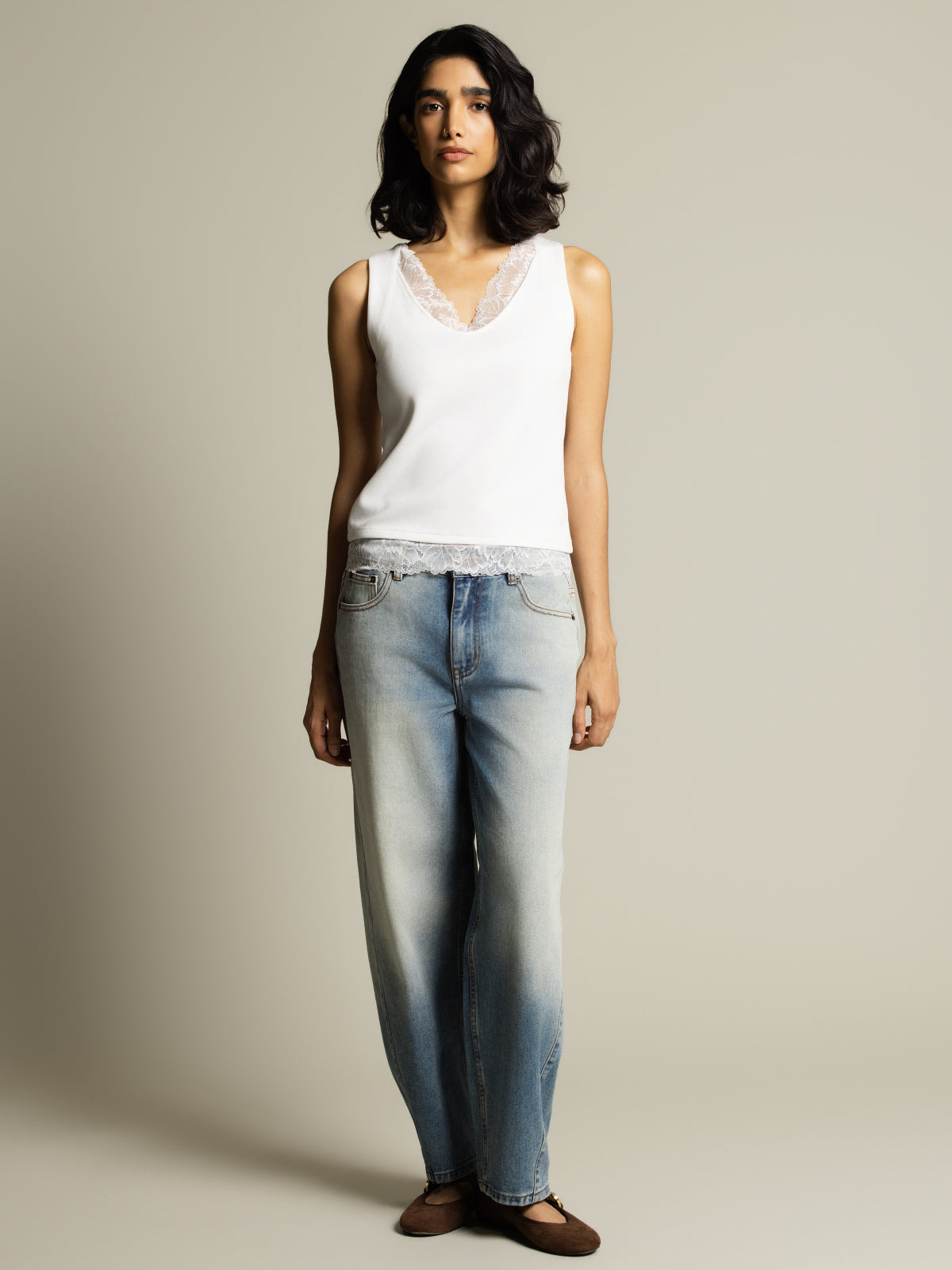 Camisole bordure dentelle