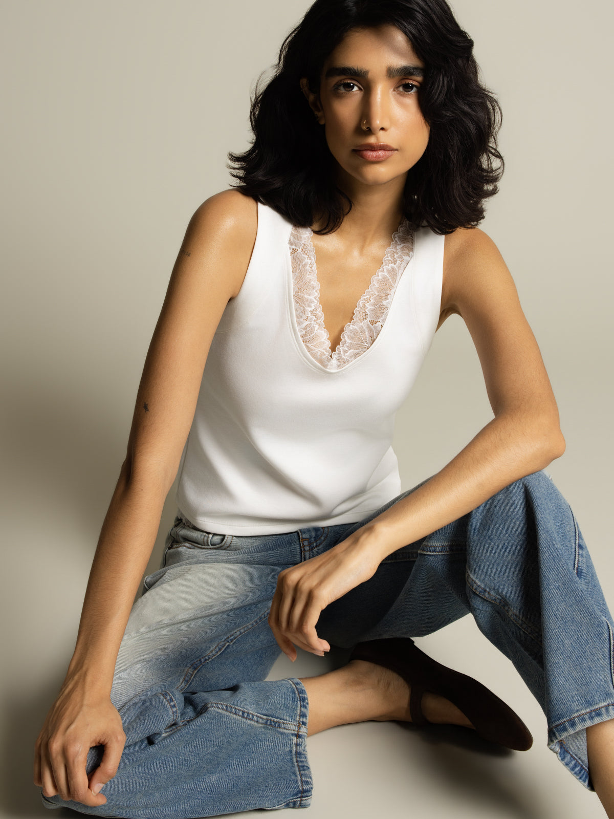 Camisole bordure dentelle