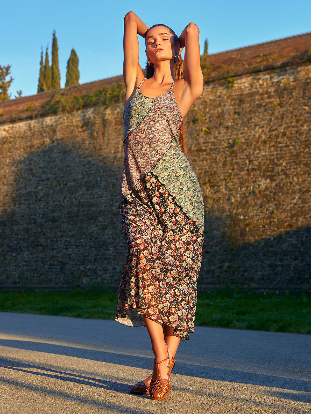 Printed slub dress