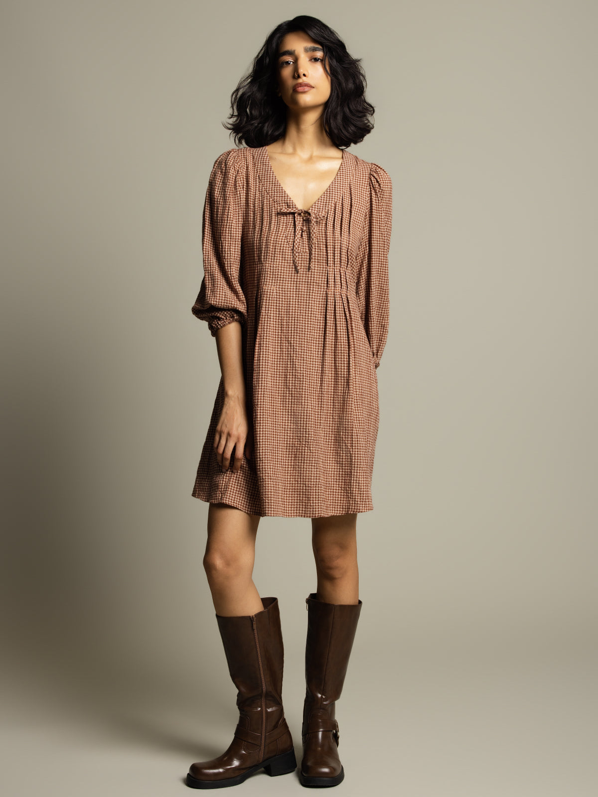 Robe vichy manches bouffantes