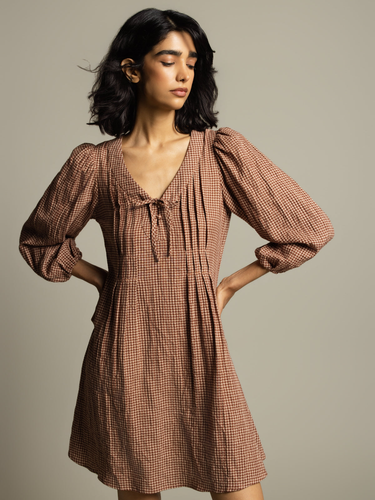 Robe vichy manches bouffantes