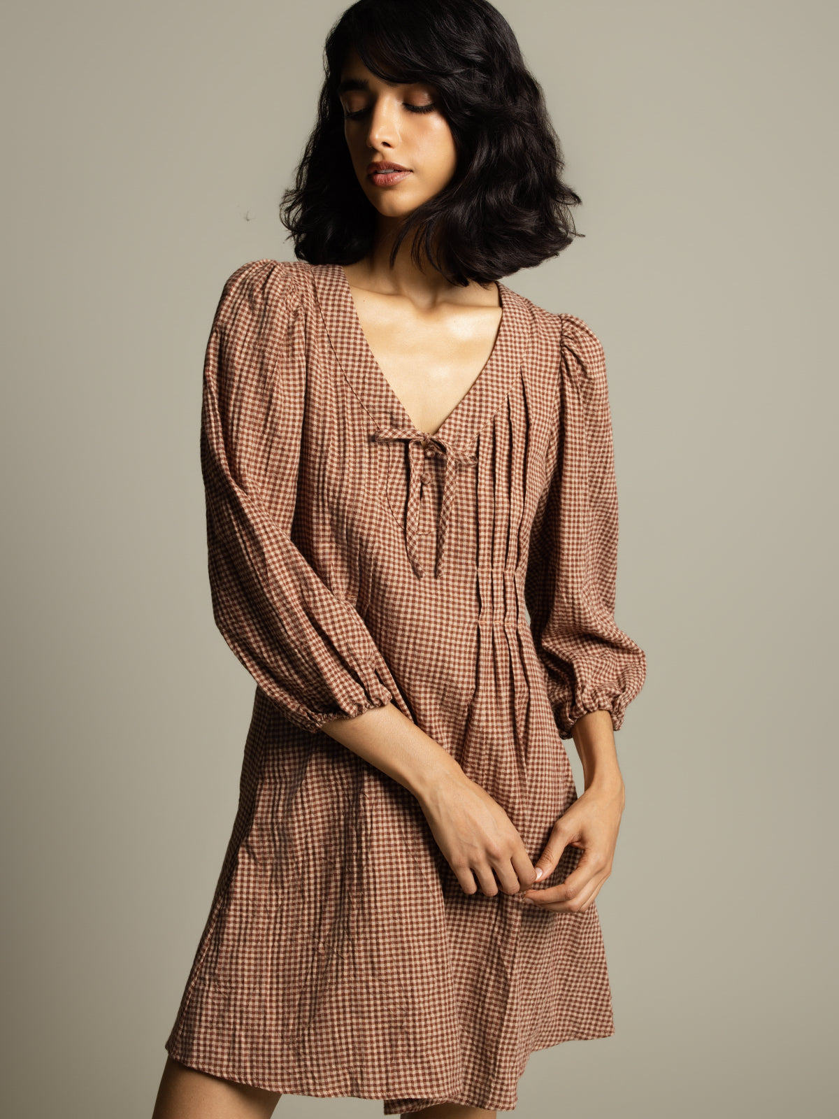 Robe vichy manches bouffantes
