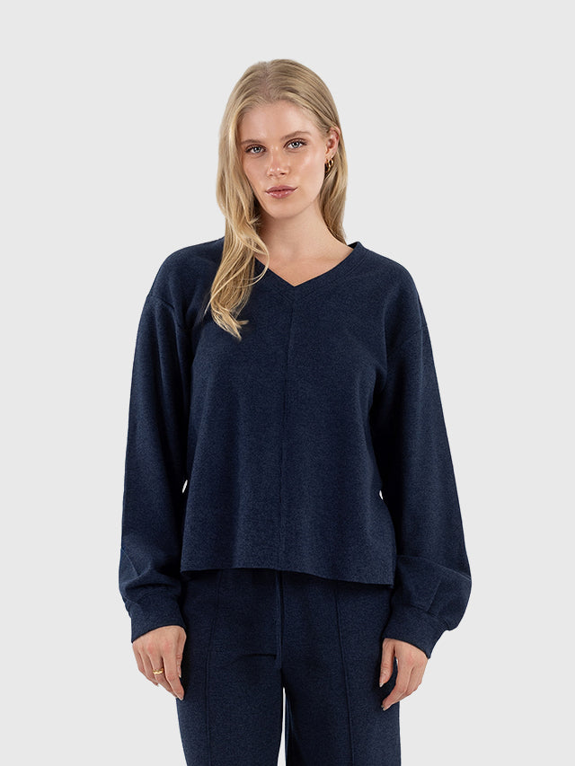 V neck velvety top
