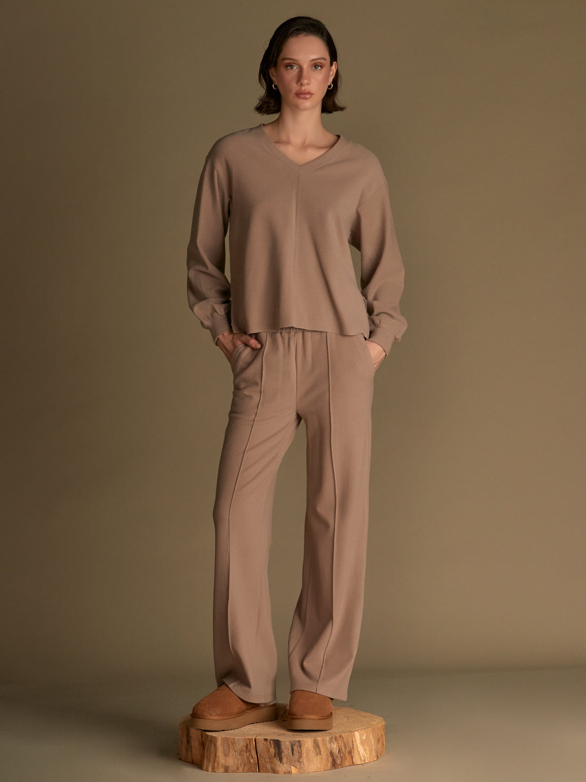 Pantalon détente large en velours
