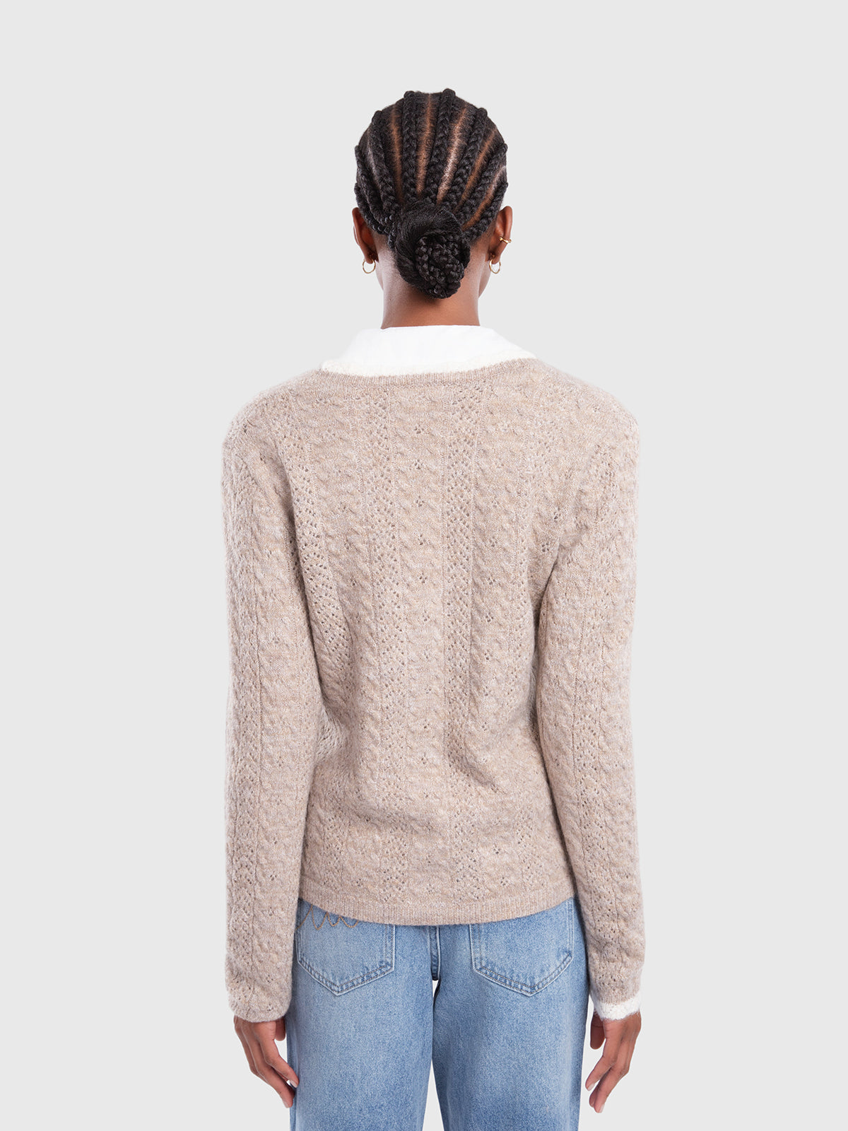 Cardigan torsadé à bordures contrastées