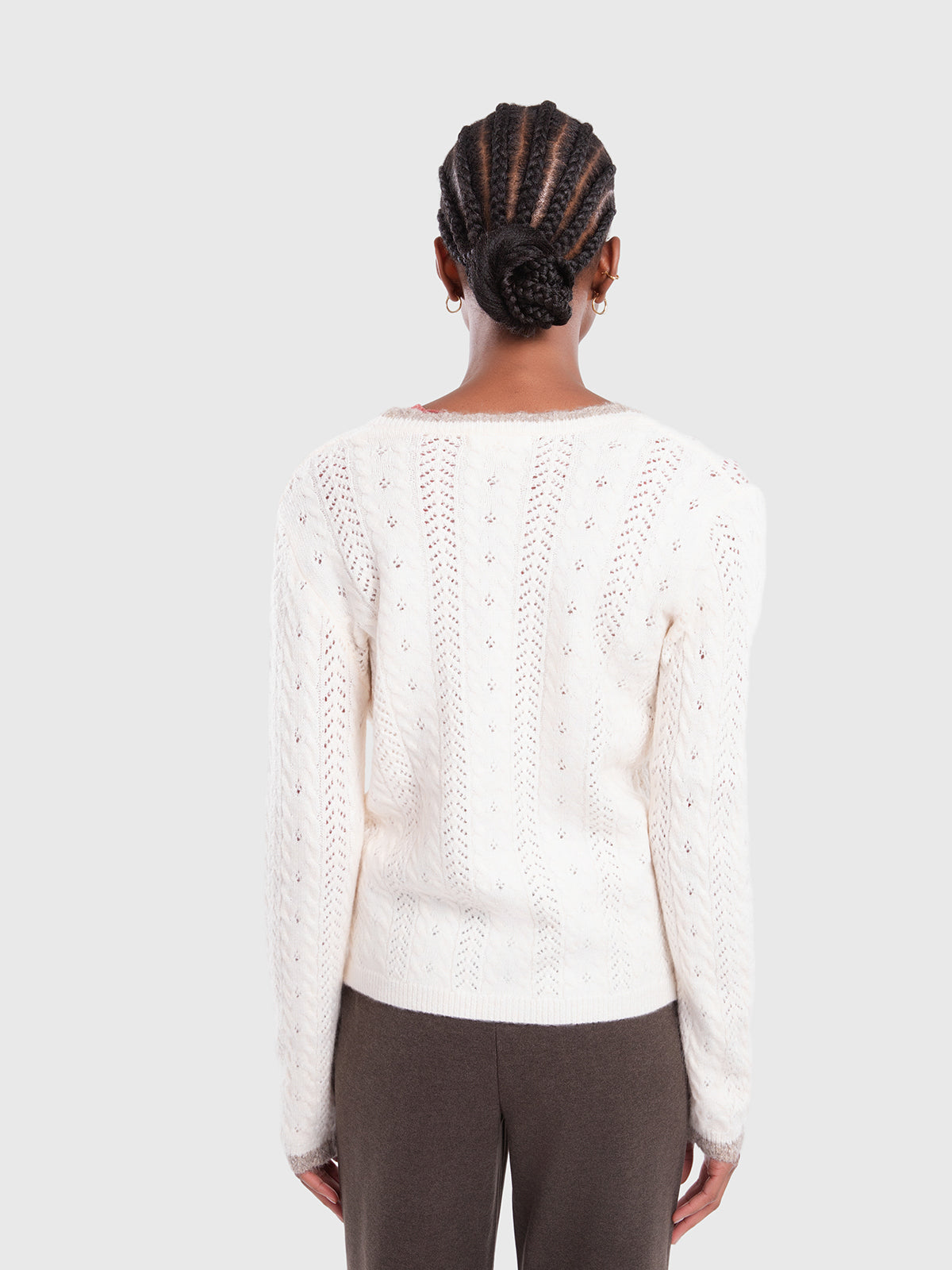 Cardigan torsadé à bordures contrastées