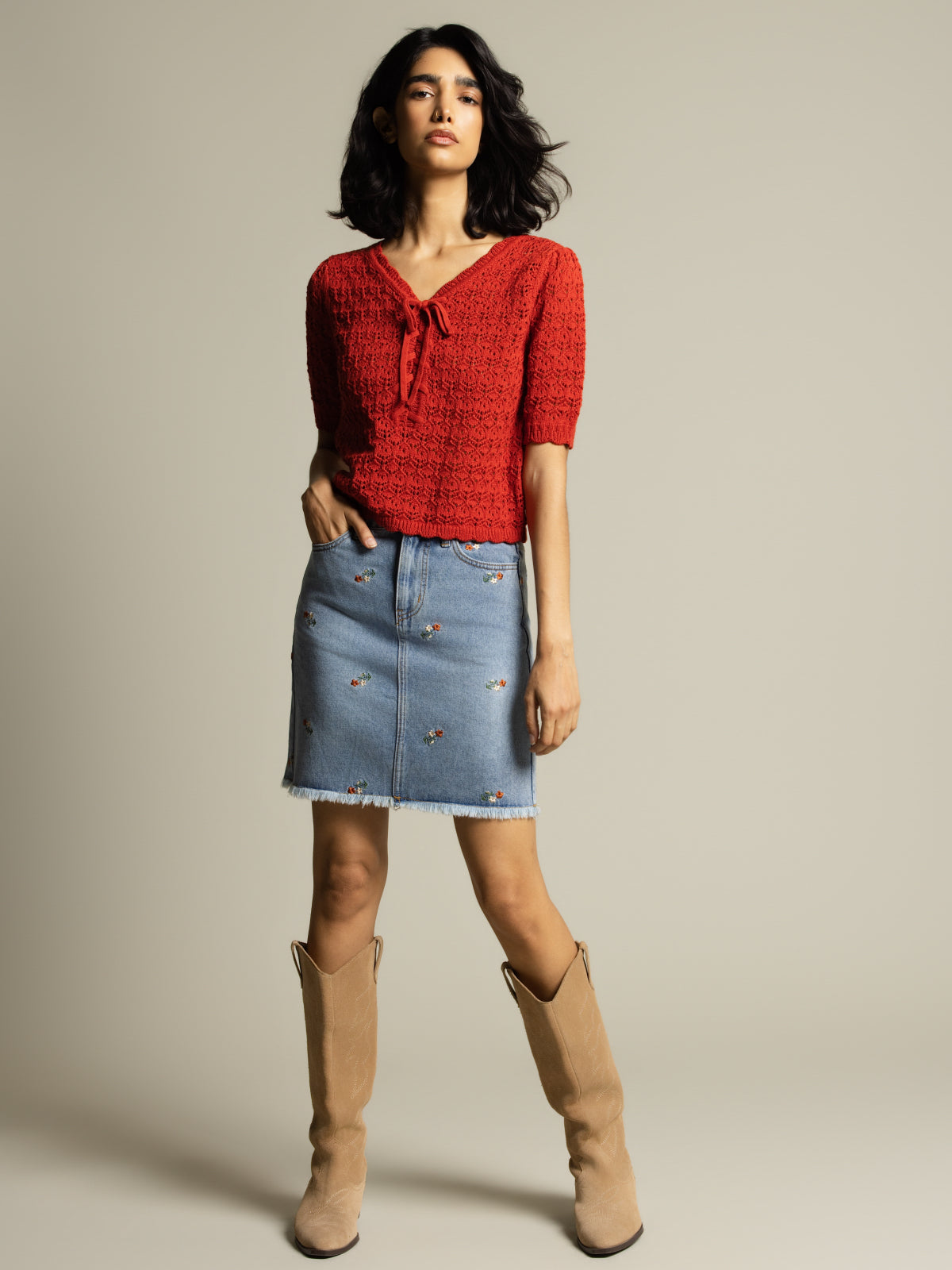 Cardigan effet crochet