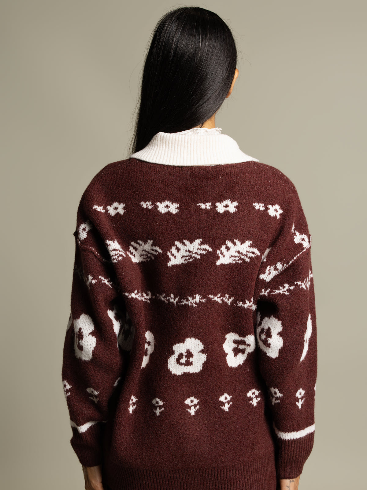 Cardigan jacquard bohème