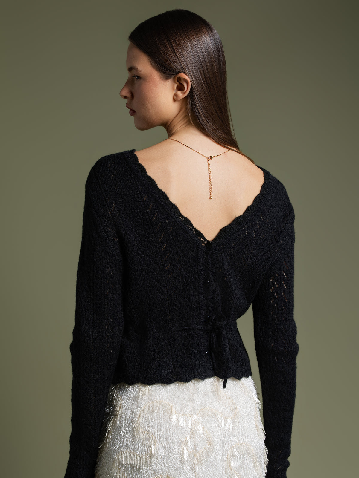 Cardigan ajouré romantique