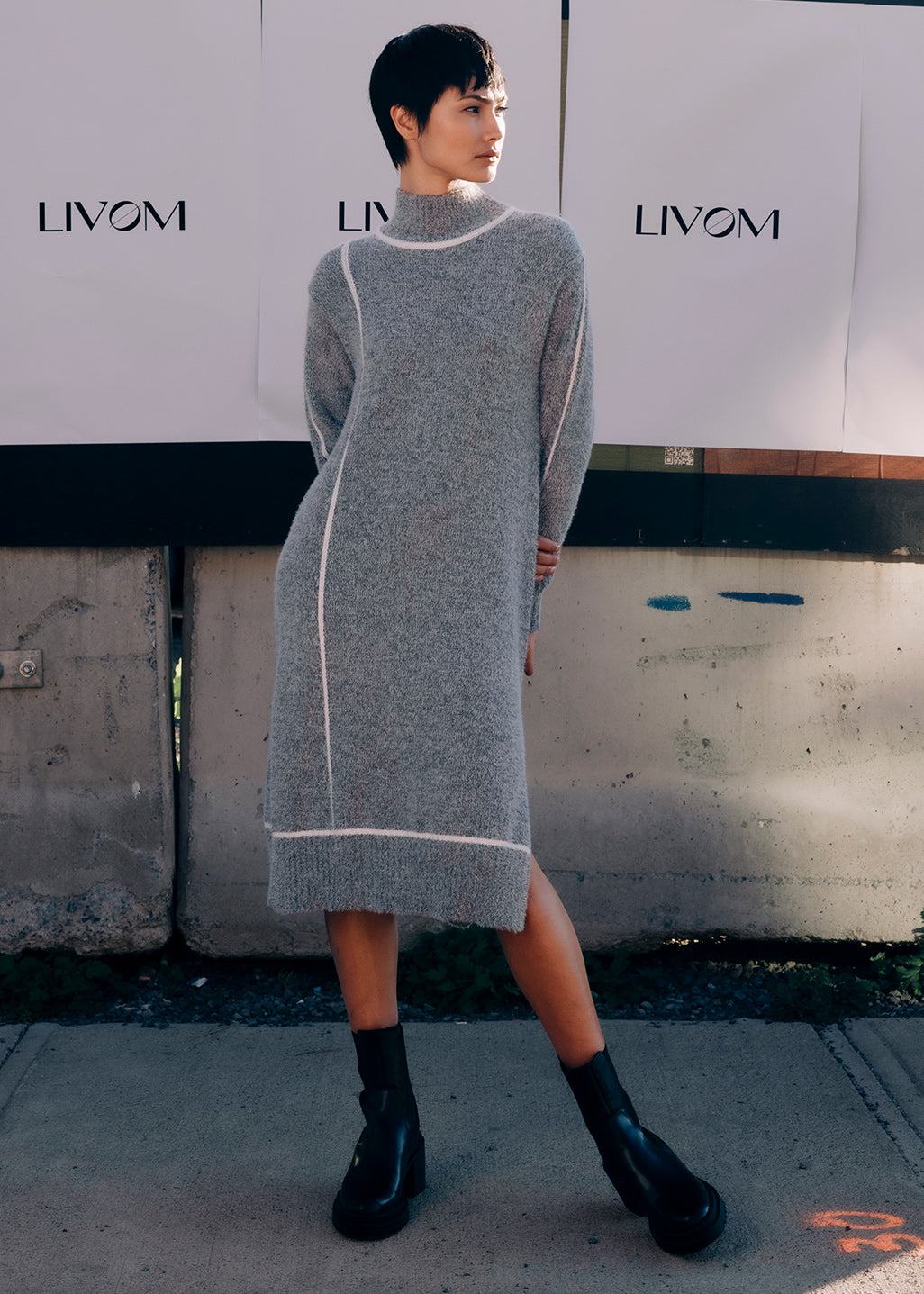 Contrast Stitch Sweater Dress