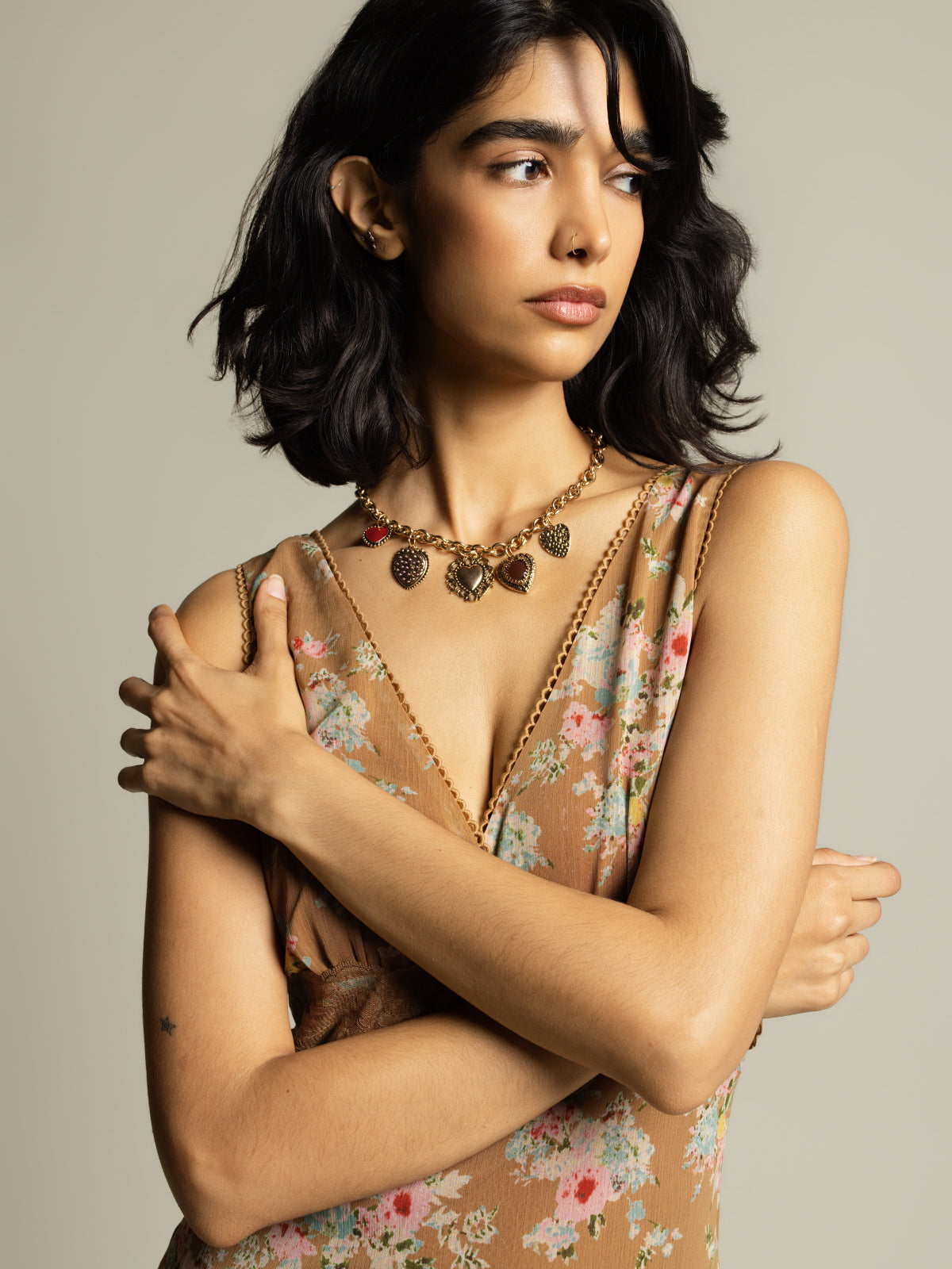 Collier breloques cœurs