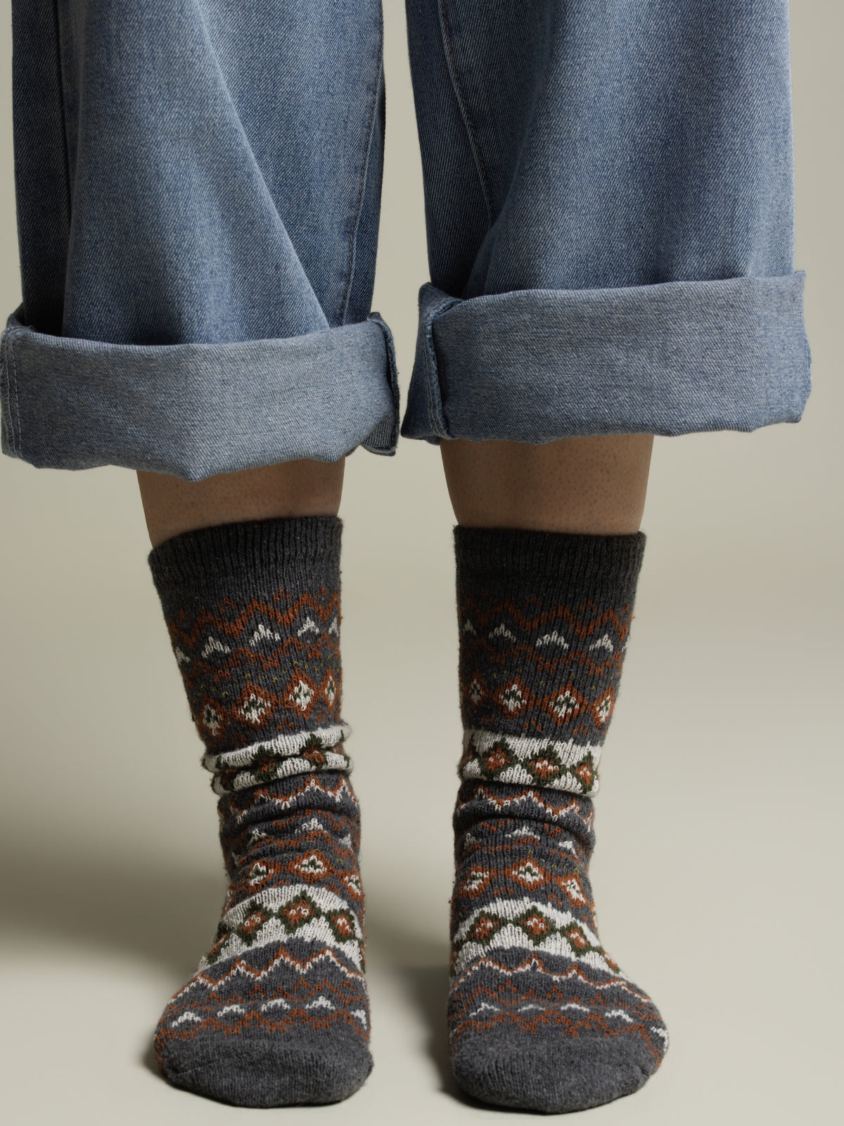 Chaussettes en laine jacquard nordique