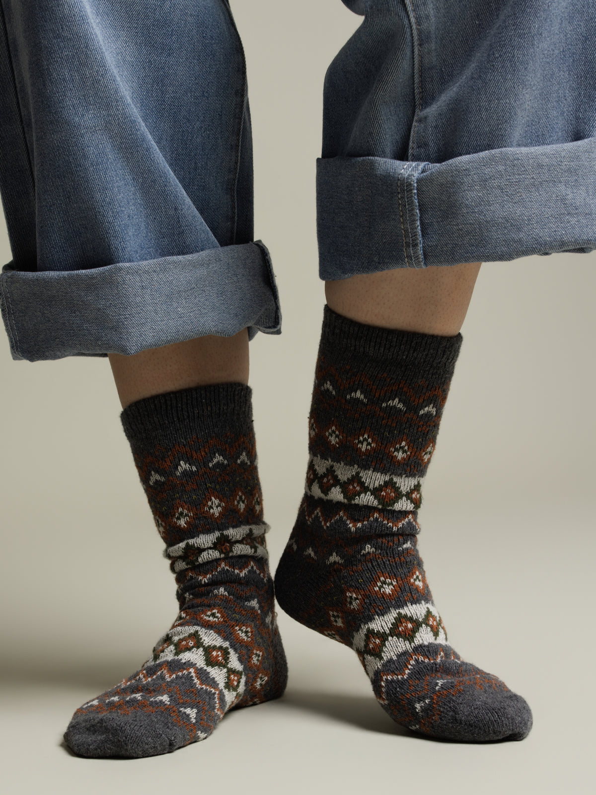 Chaussettes en laine jacquard nordique