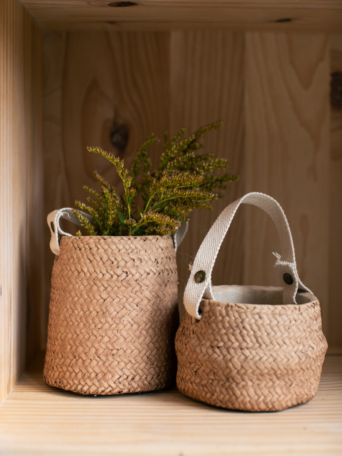 Cement Wicker-Effect Planter